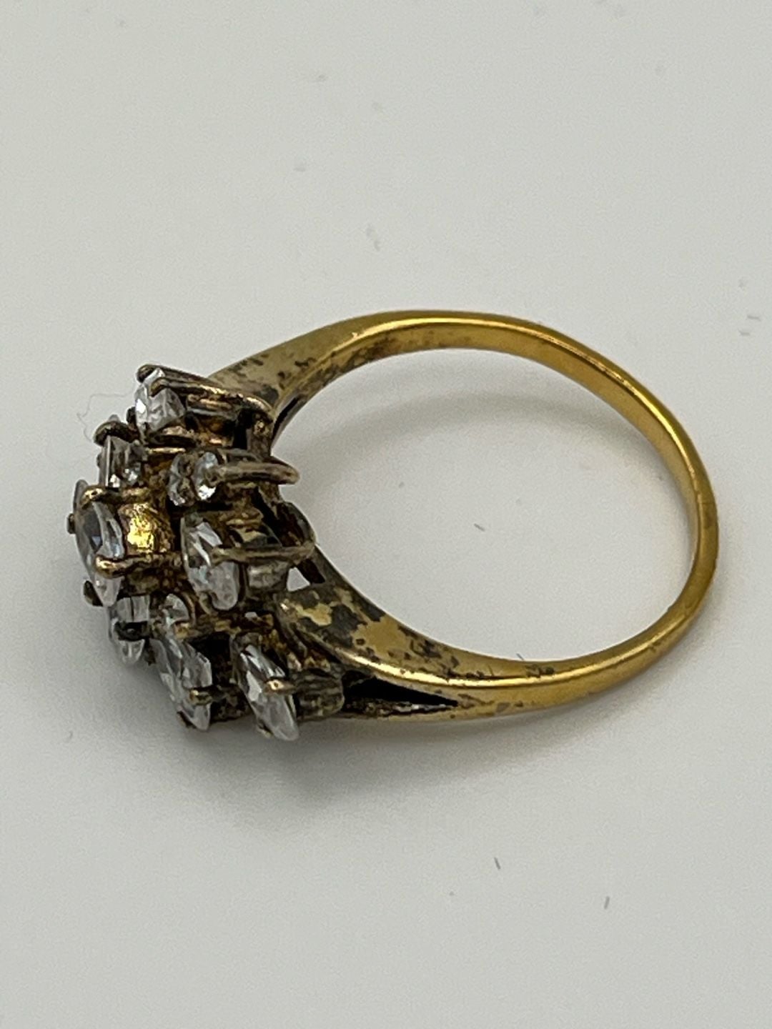 Marquise Cut Cluster Statement Ring in Gold Tone 14