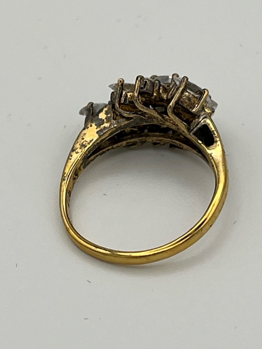 Marquise Cut Cluster Statement Ring in Gold Tone 15