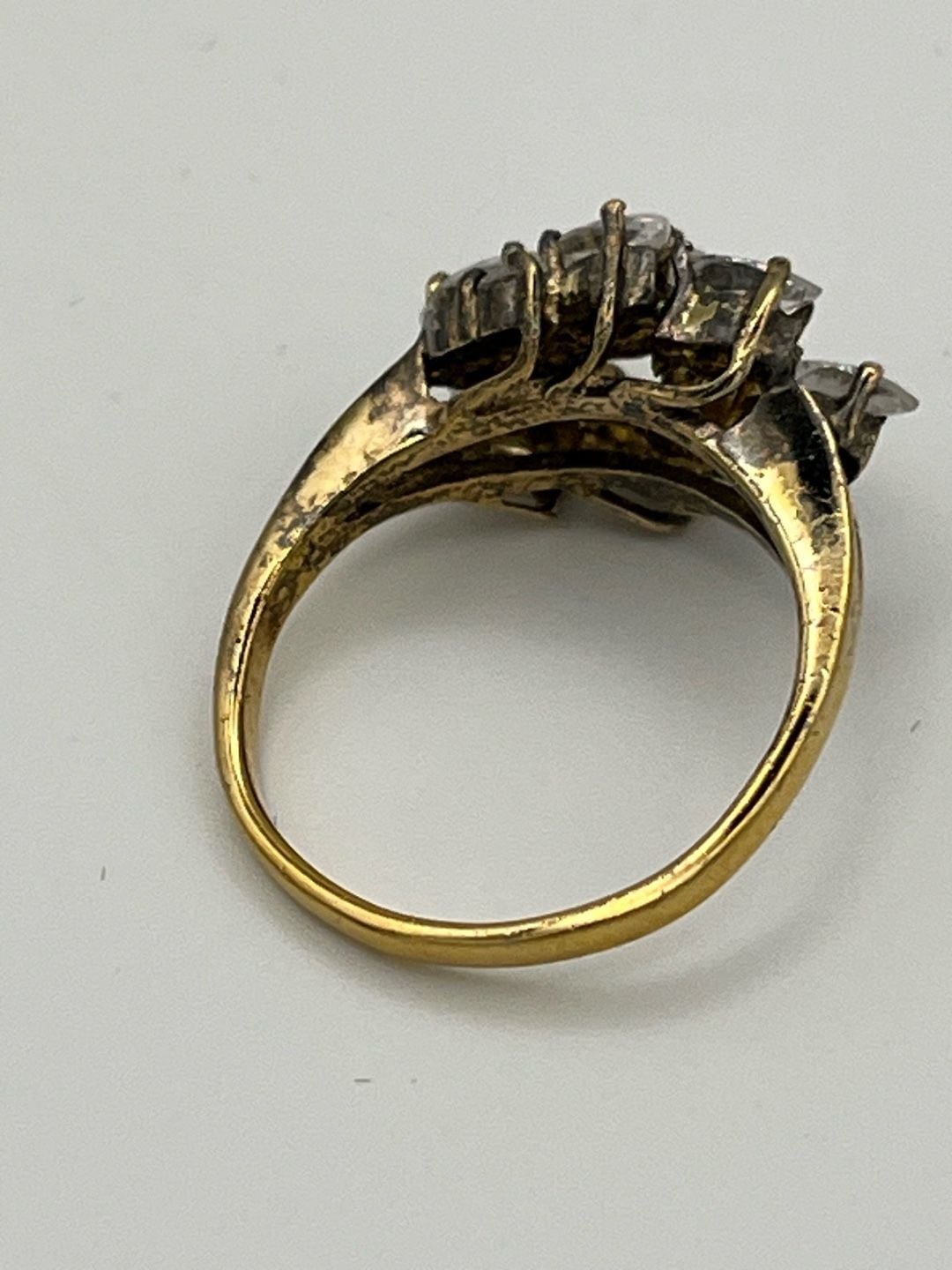 Marquise Cut Cluster Statement Ring in Gold Tone 16