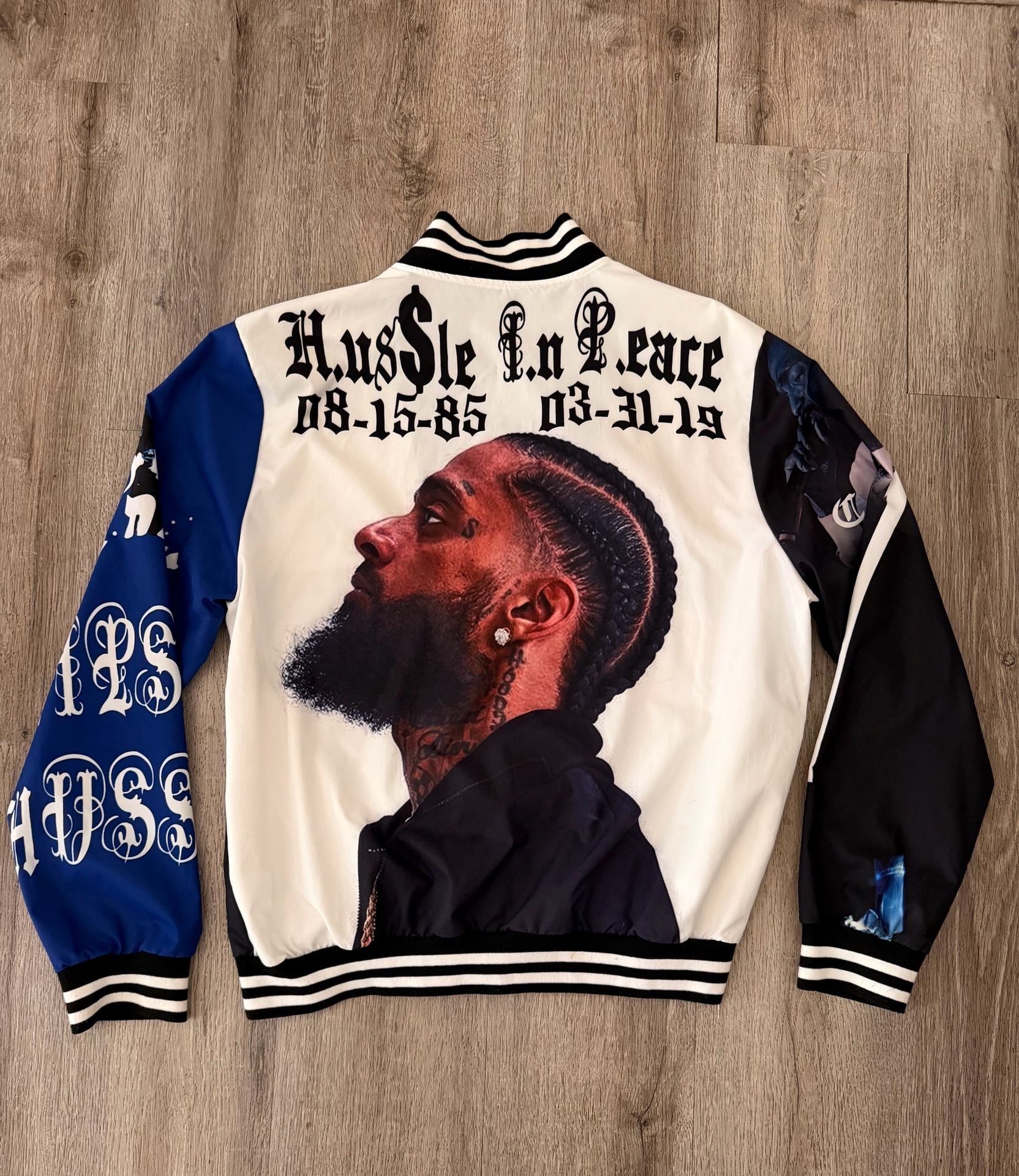Nipsey Hussle Memorial Graphic Bomber Jacket Size L 7