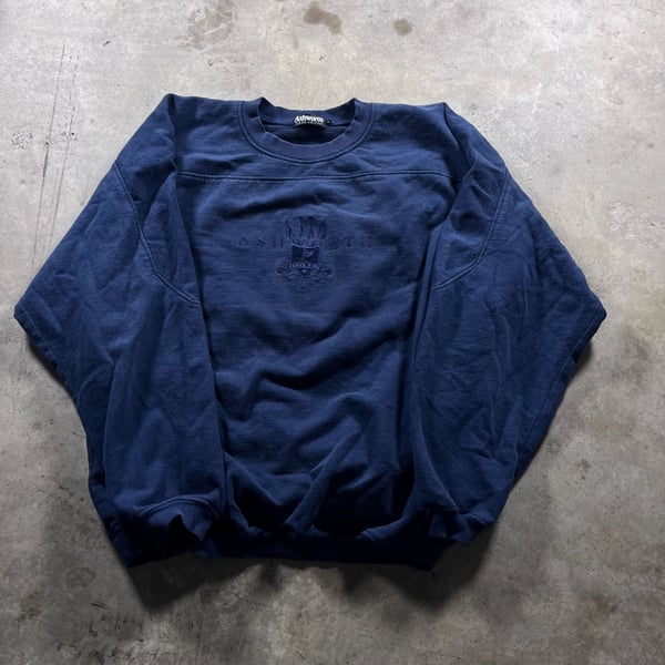 Vintage Ashworth Carpe Diem Embroidered Navy Sweatshirt Size Large