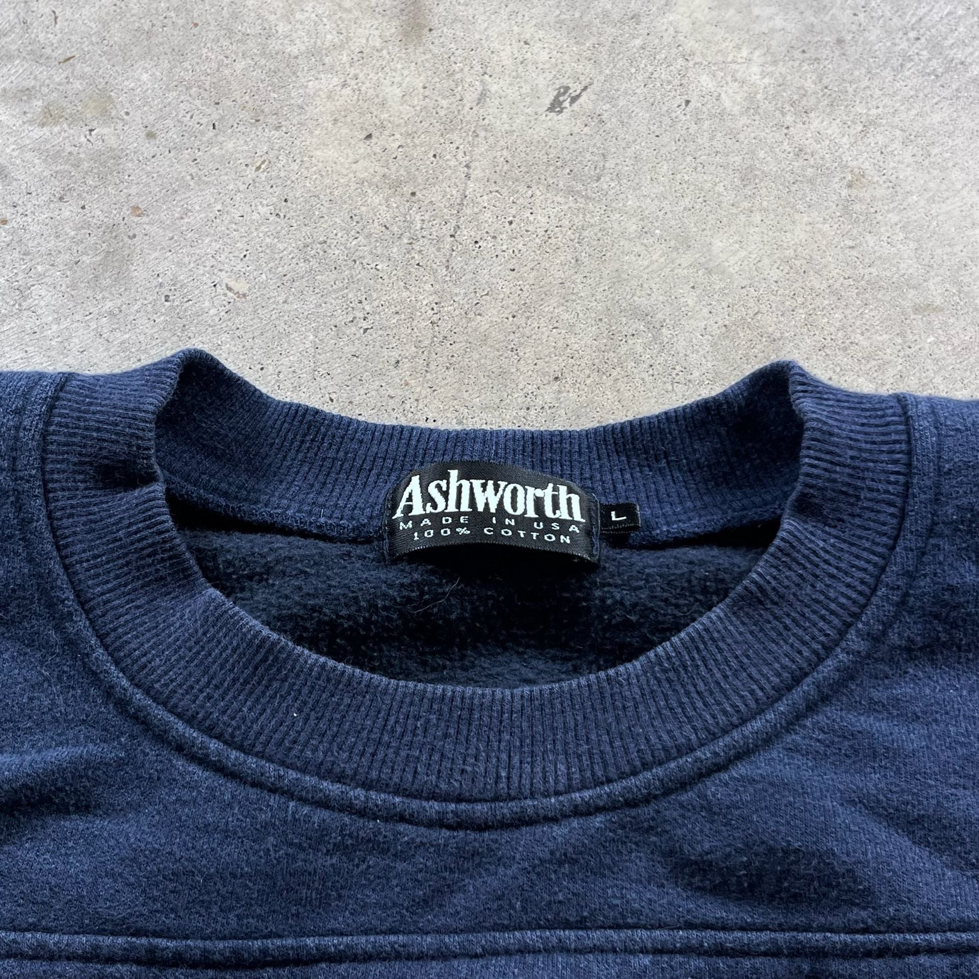 Vintage Ashworth Carpe Diem Embroidered Navy Sweatshirt Size Large 4