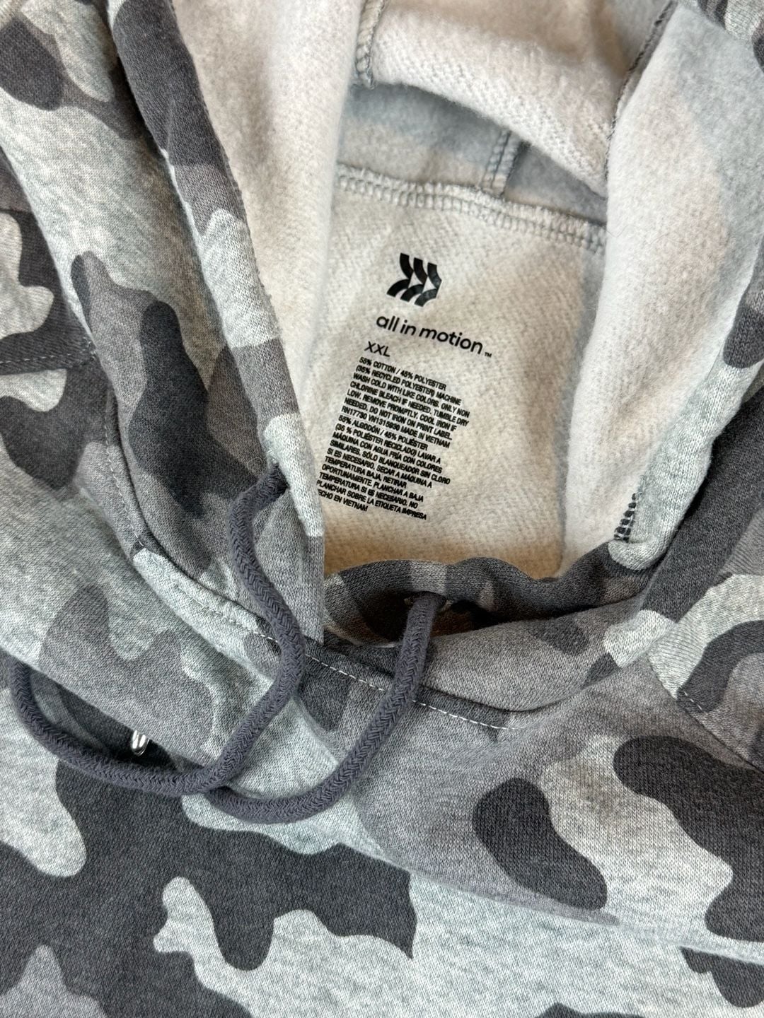 All in Motion Men's Gray Camo Pullover Hoodie Size XXL 4