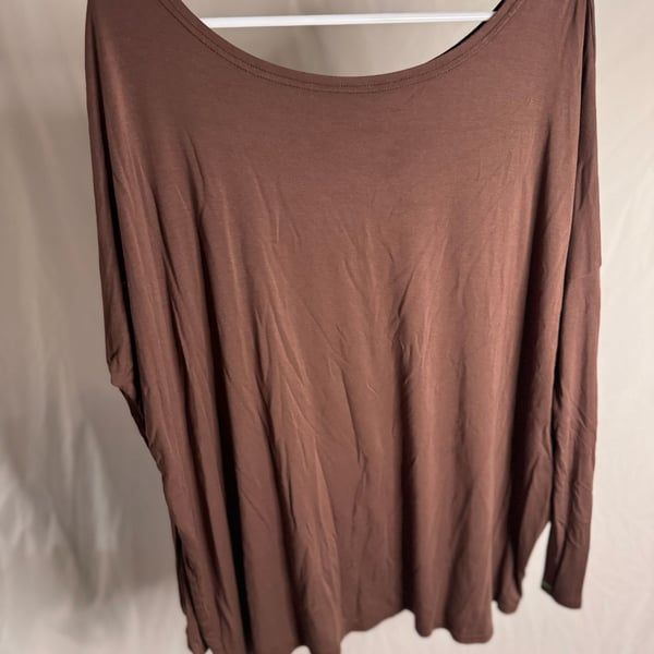 Vici Brown Long Sleeve Scoop Neck Top Size Small