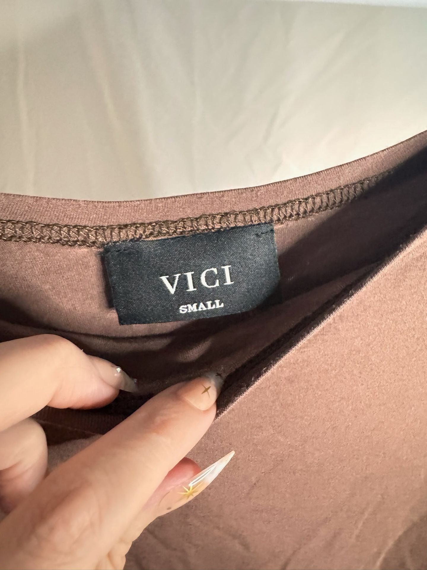 Vici Brown Long Sleeve Scoop Neck Top Size Small 3