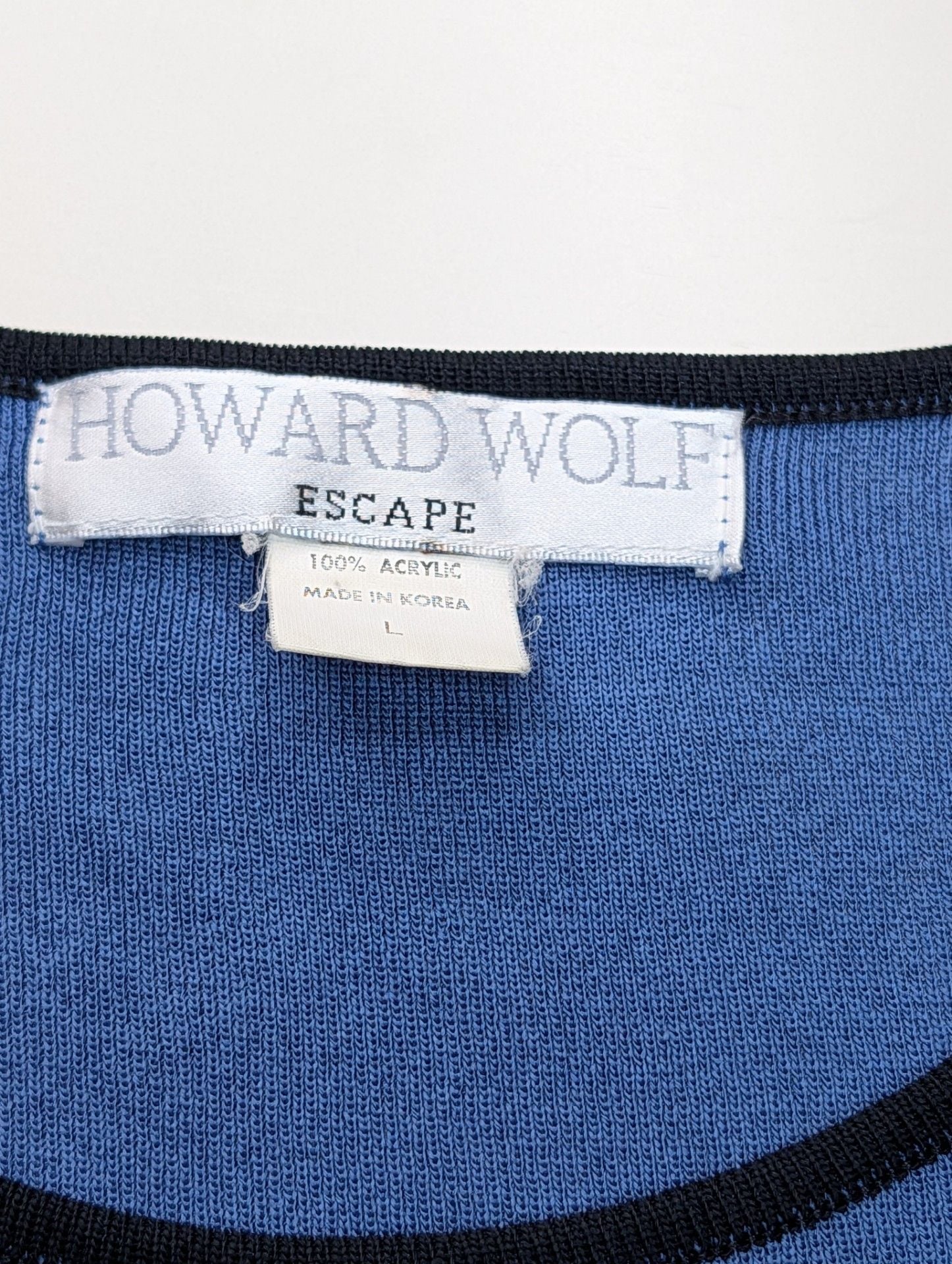 Howard Wolf Escape Blue Knit Short Sleeve Top Size L 3