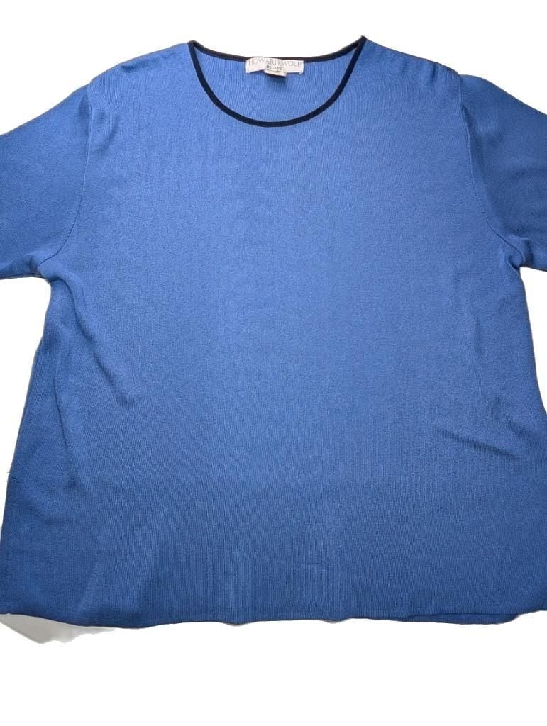 Howard Wolf Escape Blue Knit Short Sleeve Top Size L 2