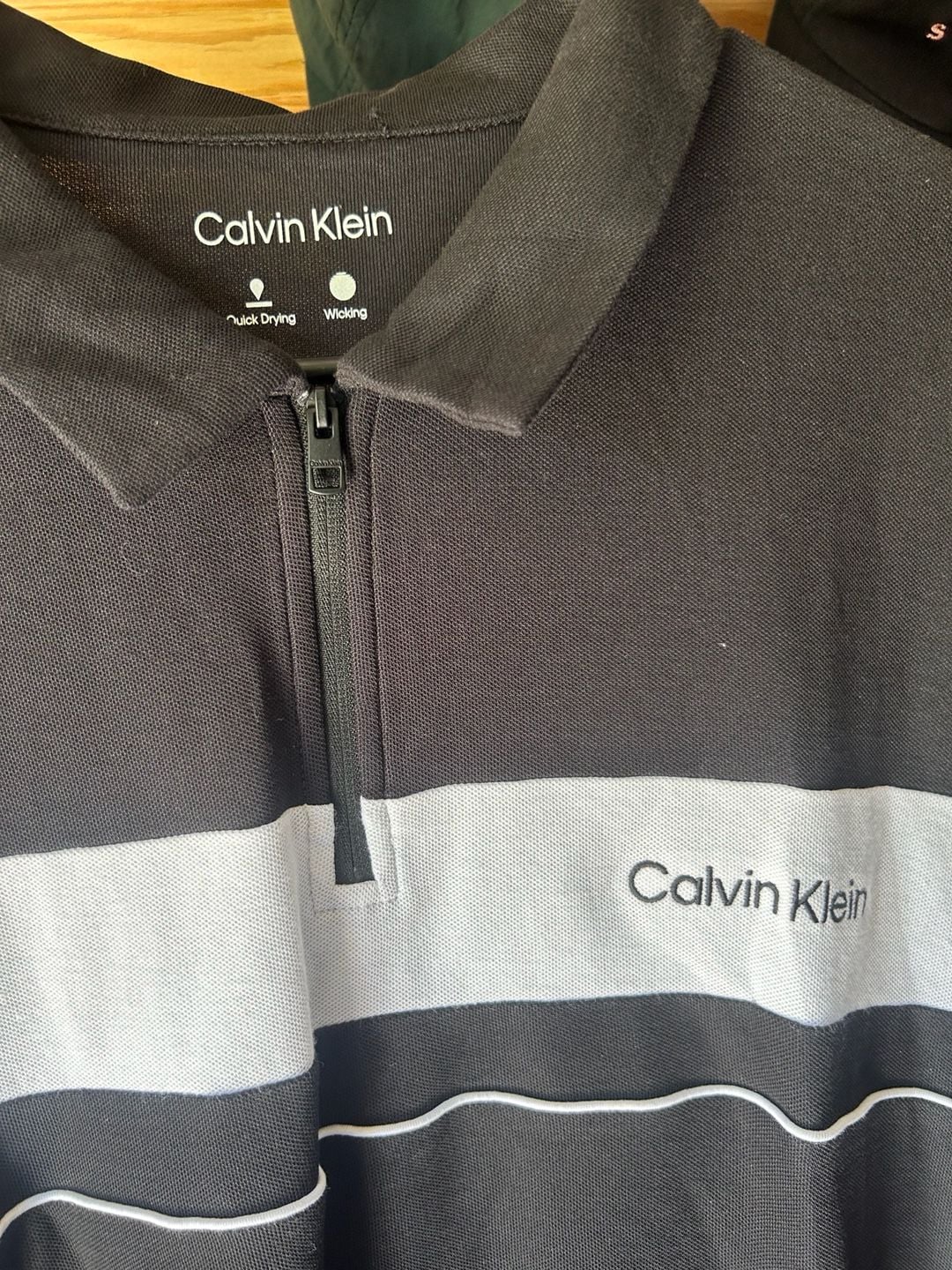 Calvin Klein Men's Quick Dry Wicking Quarter-Zip Polo Shirt Black Size XL 3