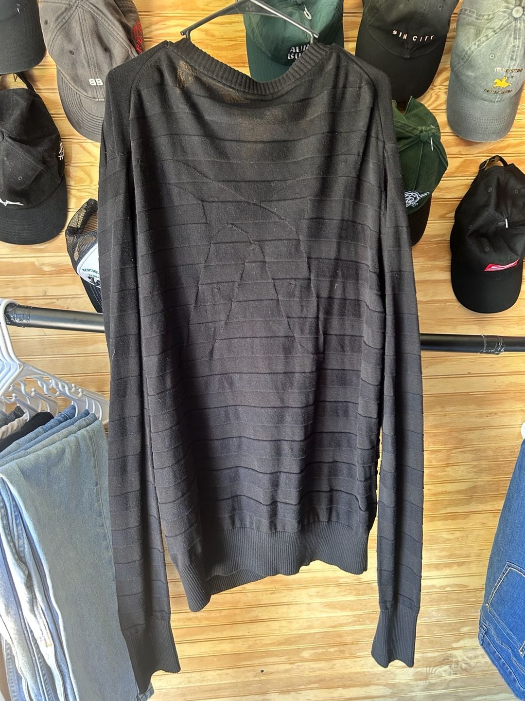 Artful Dodger Men's Black Striped V-Neck Cardigan Sweater Size XXL 5