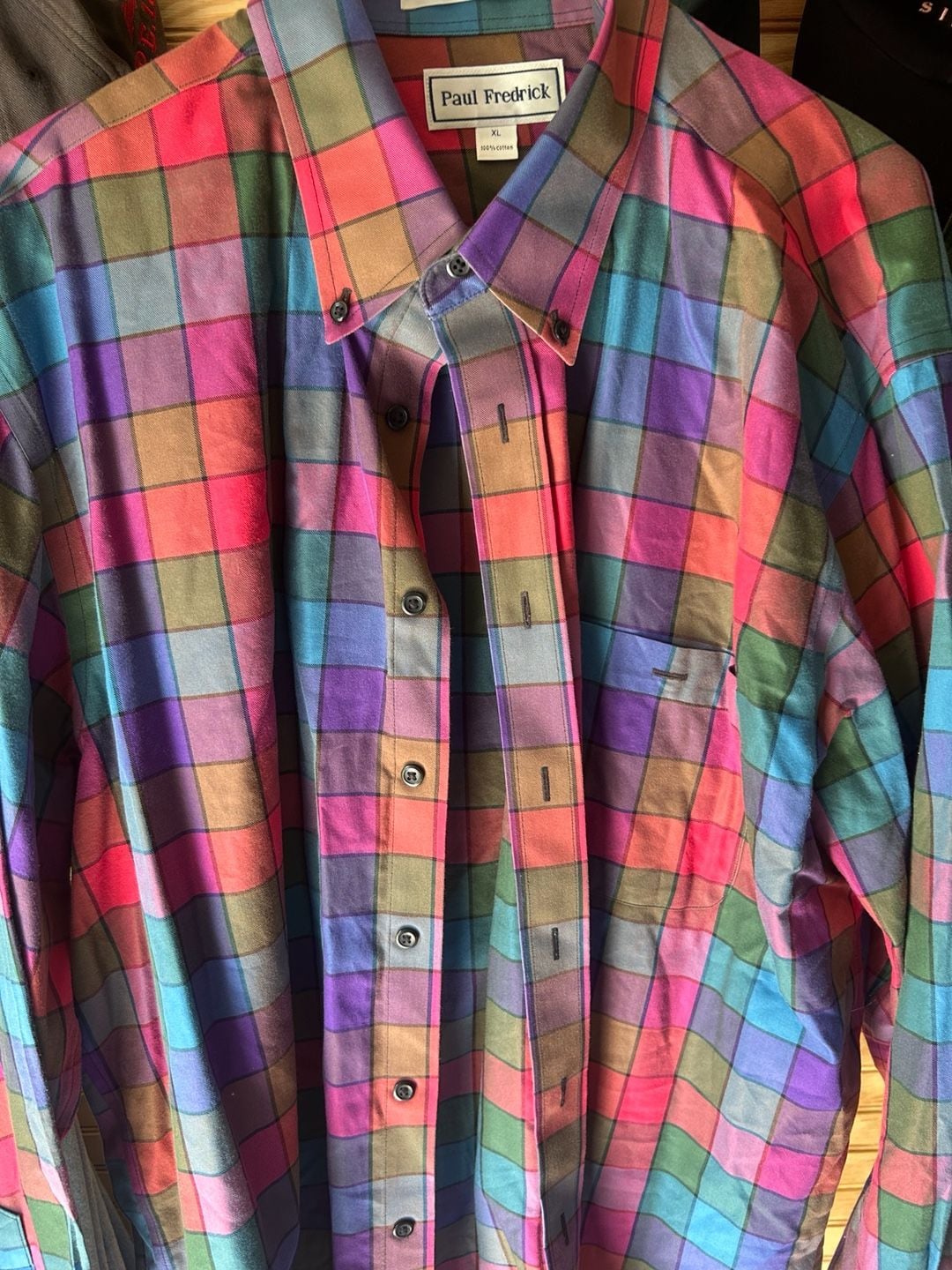 Paul Fredrick Men's Non-Iron 100% Cotton Plaid Button Down Shirt XL 6