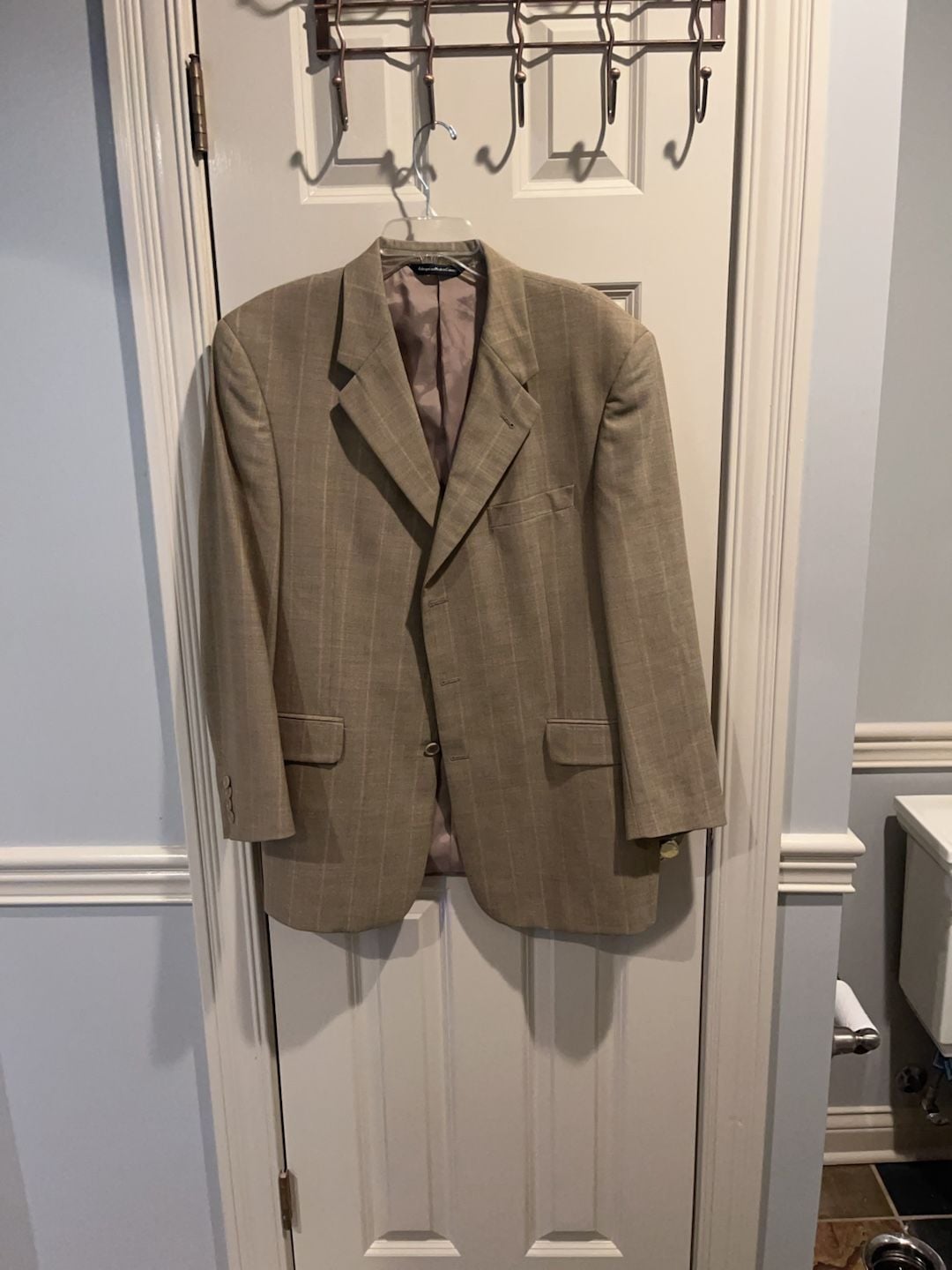 Samuelsohn Tan Windowpane Wool Sport Coat Blazer 1