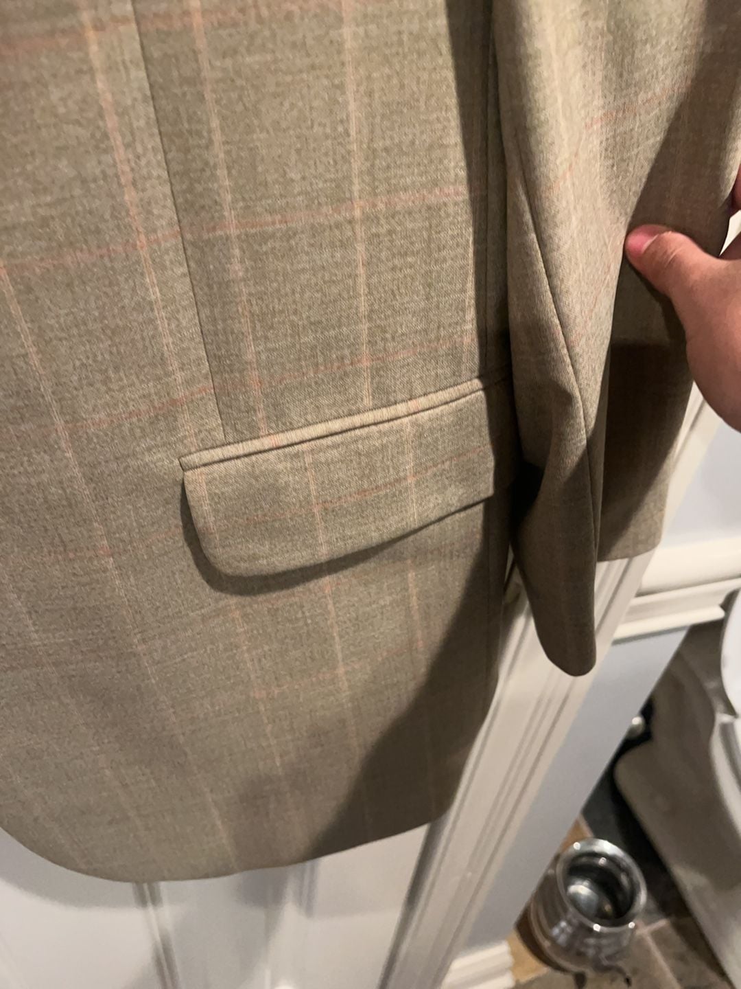 Samuelsohn Tan Windowpane Wool Sport Coat Blazer 5