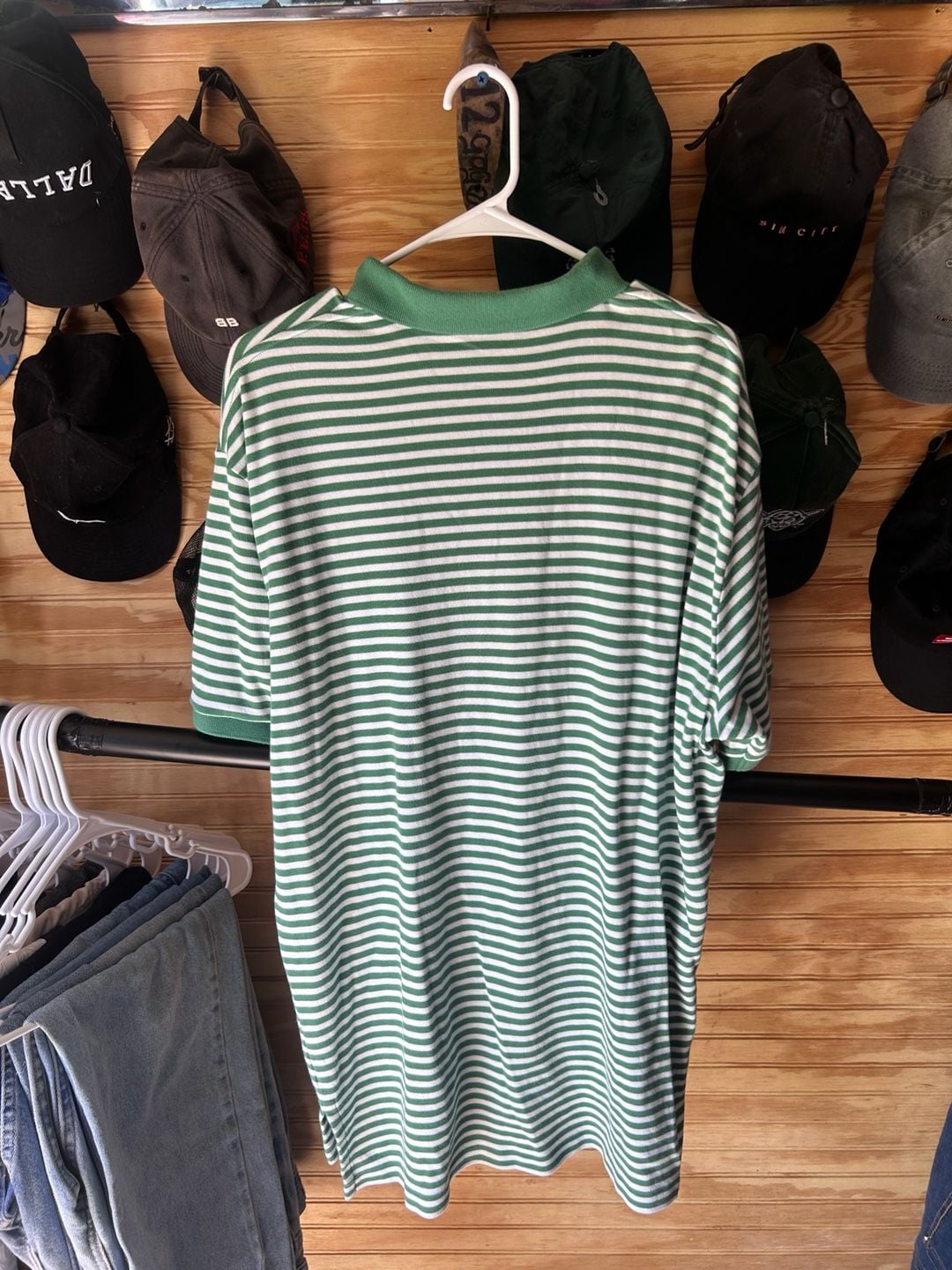Polo Ralph Lauren Green and White Striped Polo Shirt XL 7