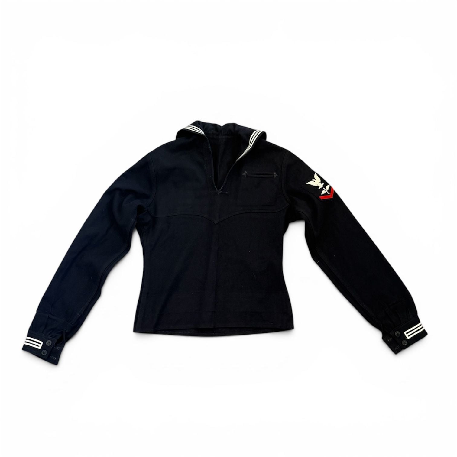 Vintage US Navy Sailor Jumper Uniform Top Black Wool 8