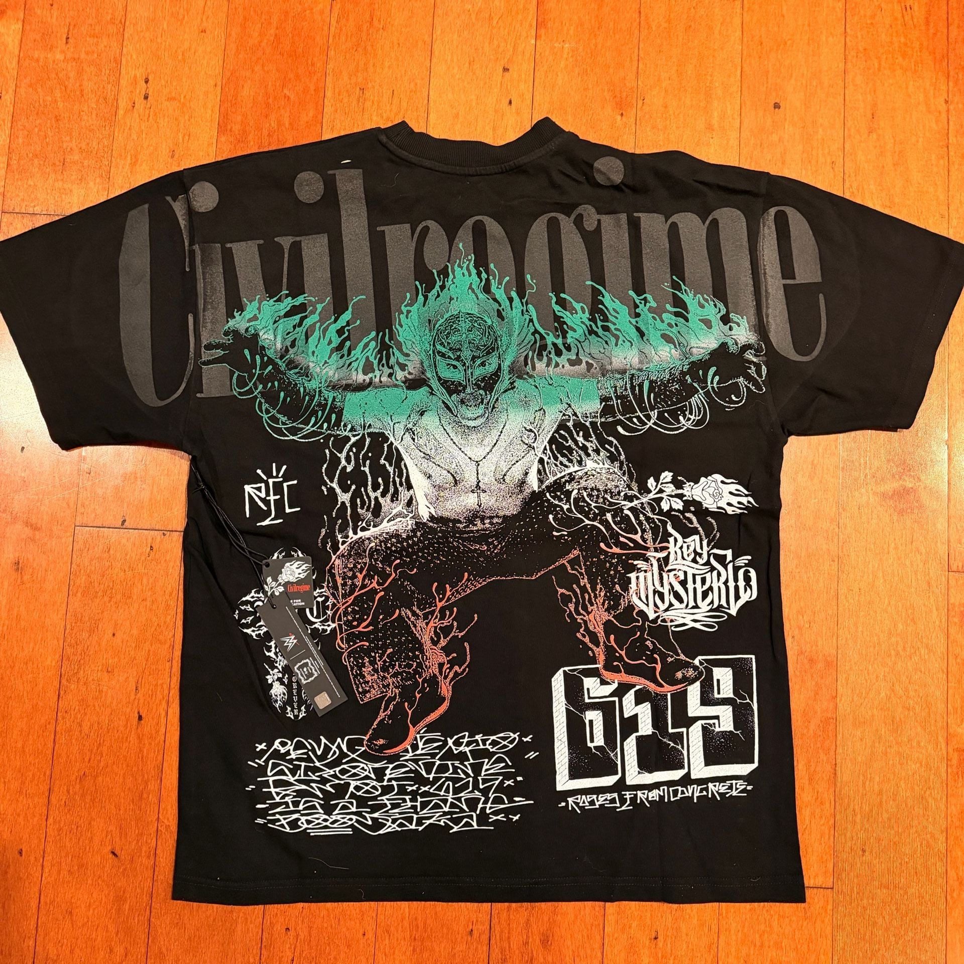 Civil Regime x WWE Rey Mysterio 619 Graphic T-Shirt Black Size Large 2