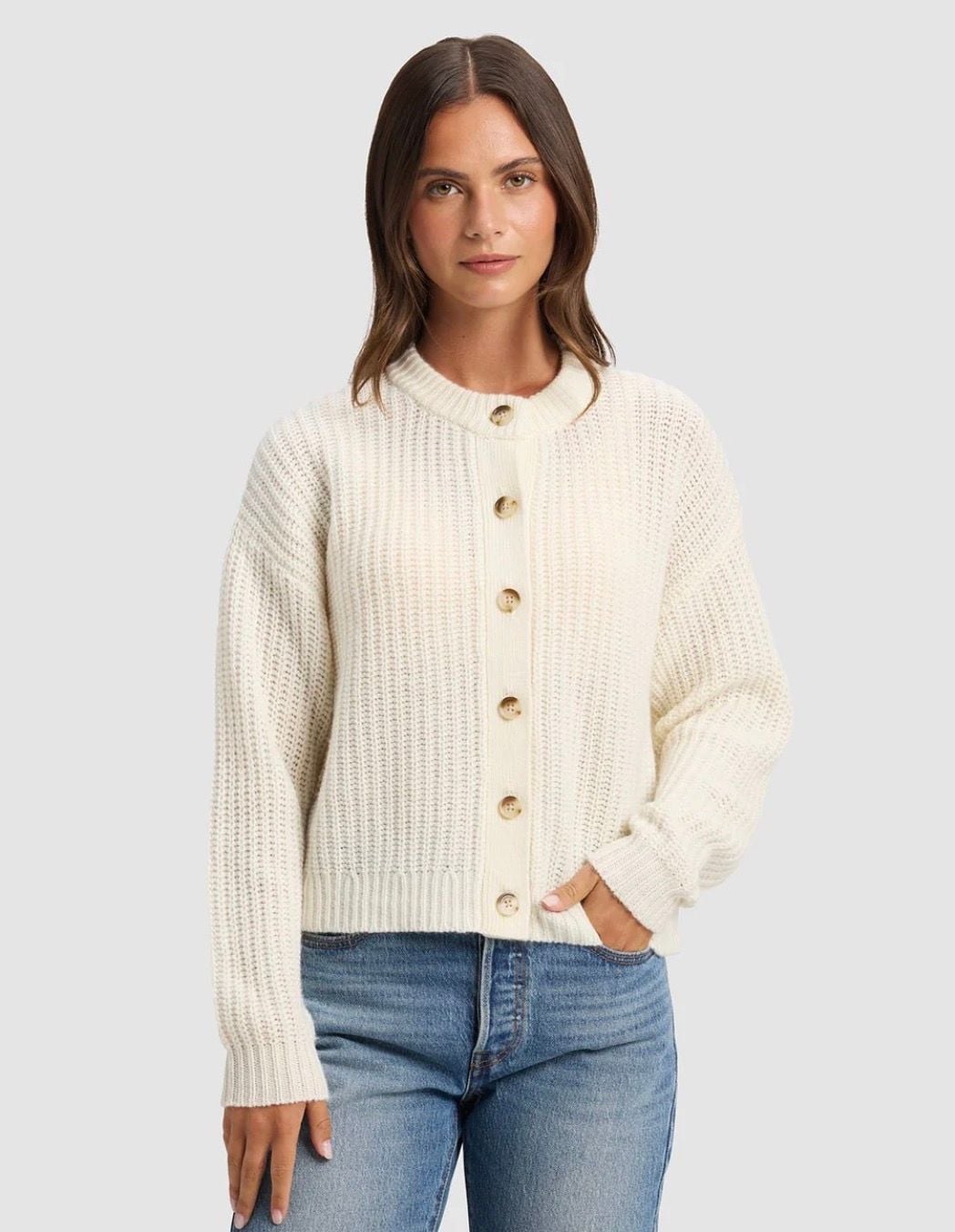 Cozy Earth Women's Arden Cardigan Bone Size M 2