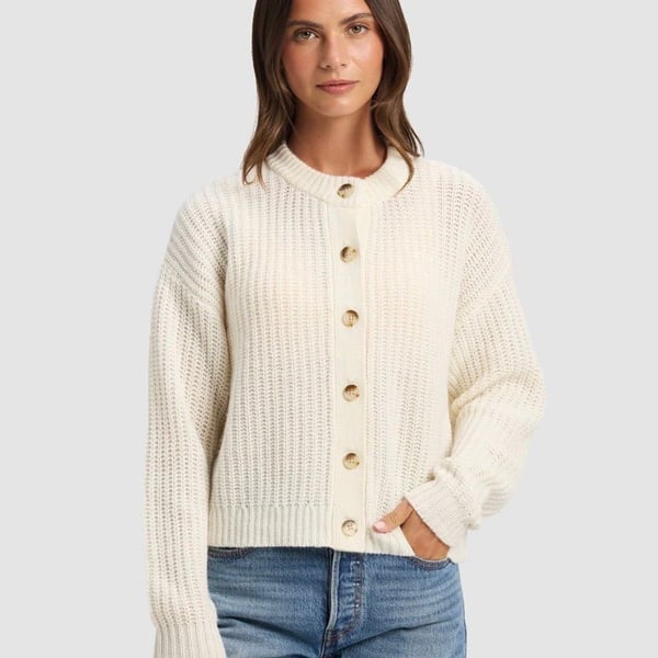Cozy Earth Women's Arden Cardigan Bone Size M
