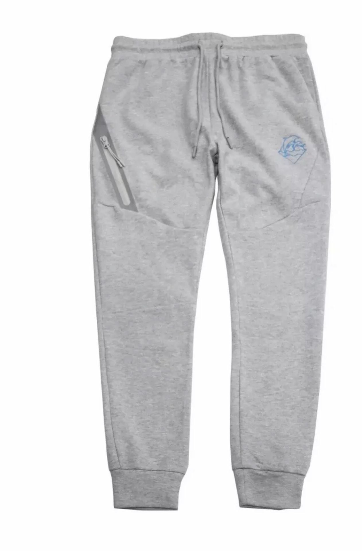 Pink Dolphin Grey Tech Fleece Style Full Zip Hoodie and Jogger Set Large 9
