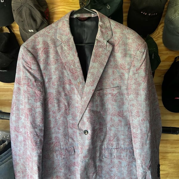 Linea Uomo Plaid Paisley Pattern Blazer Sport Coat