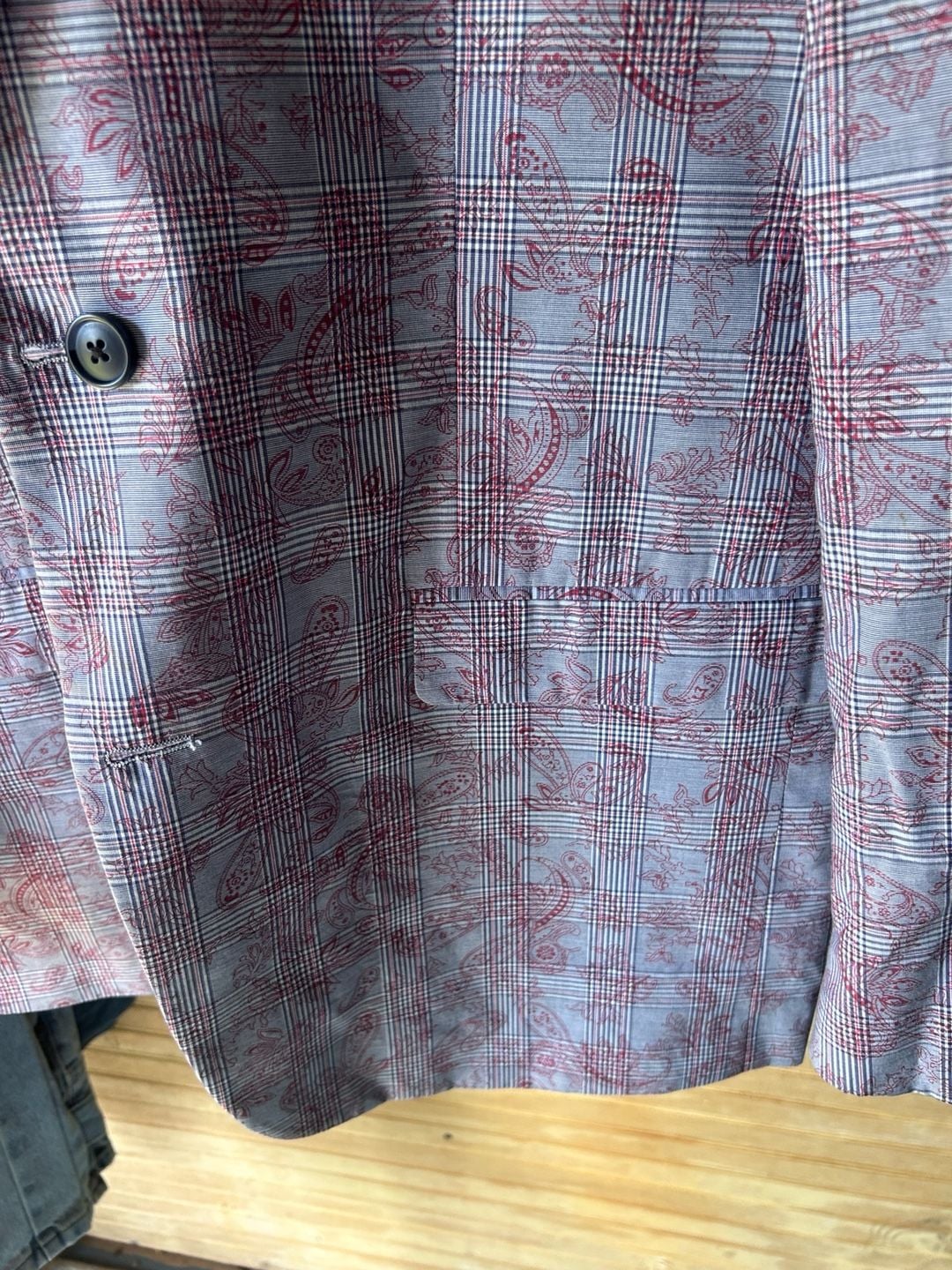Linea Uomo Plaid Paisley Pattern Blazer Sport Coat 7