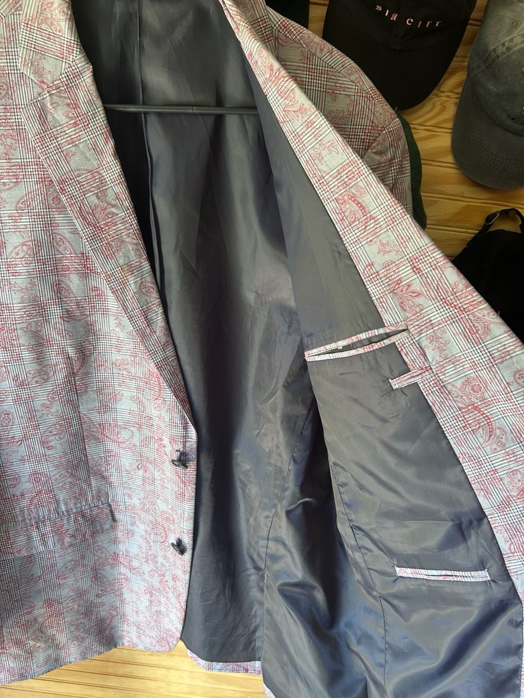 Linea Uomo Plaid Paisley Pattern Blazer Sport Coat 8