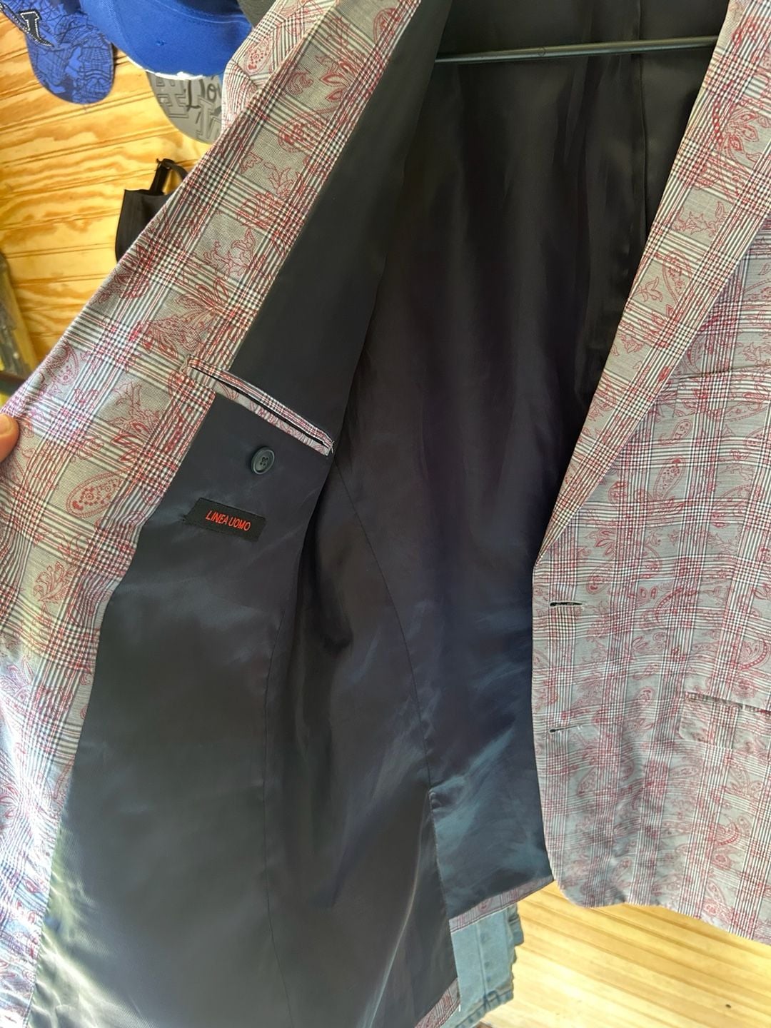 Linea Uomo Plaid Paisley Pattern Blazer Sport Coat 9
