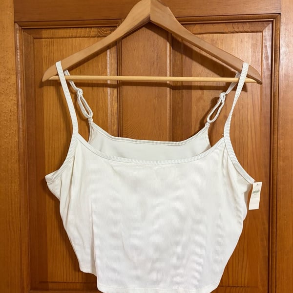 Aerie Ribbed Square Neck Cropped Tank Top White