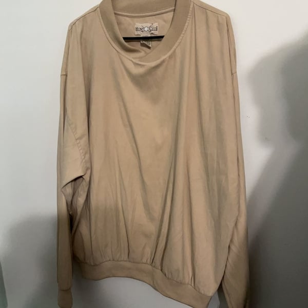 Hunt Club Vintage Tan Golf Pullover Windbreaker Size XL