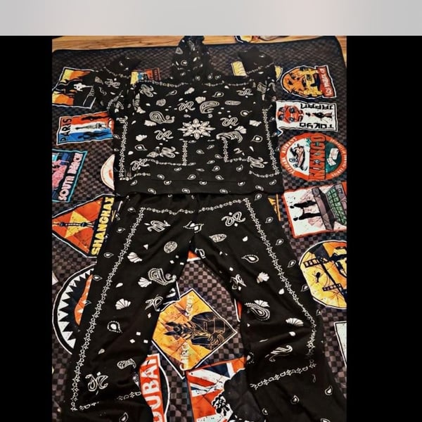 Black Paisley Print Hoodie and Jogger Sweatpants Set
