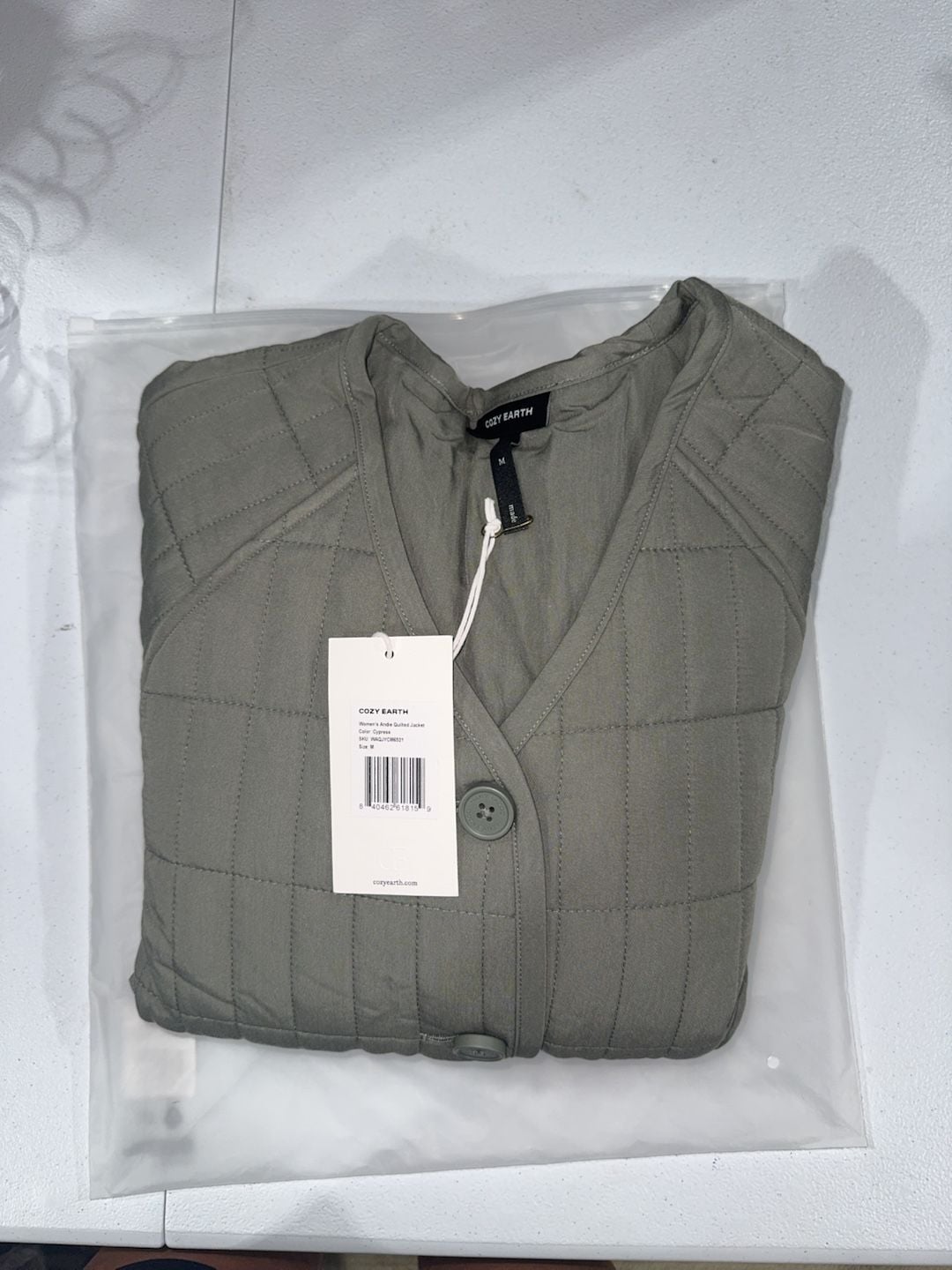 Cozy Earth Women's Andie Quilted Jacket Cypress Size M 4