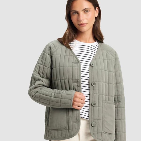 Cozy Earth Women's Andie Quilted Jacket Cypress Size M