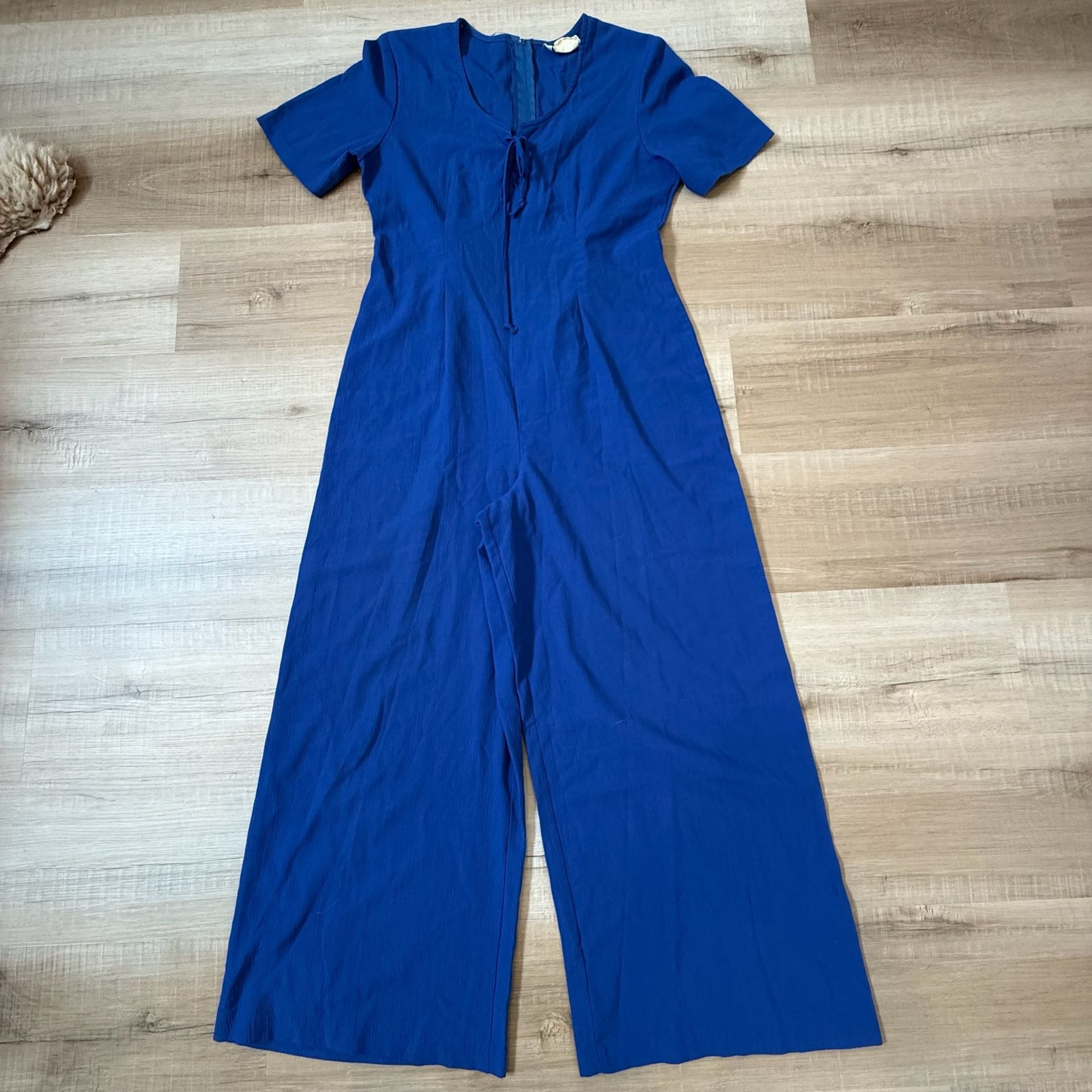 Vintage M Collection Vintage Blue Wide Leg Jumpsuit Size Medium 2