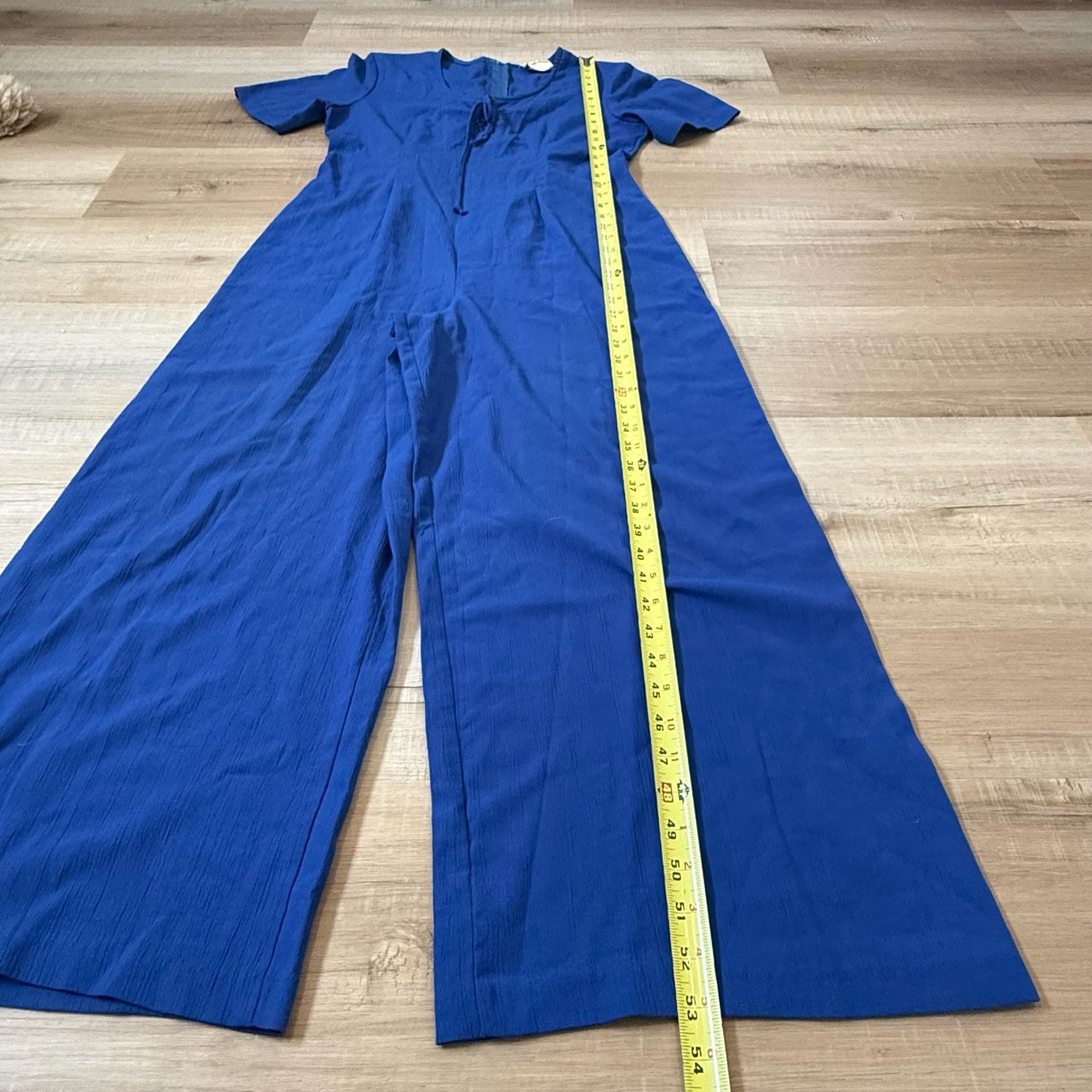 Vintage M Collection Vintage Blue Wide Leg Jumpsuit Size Medium 3