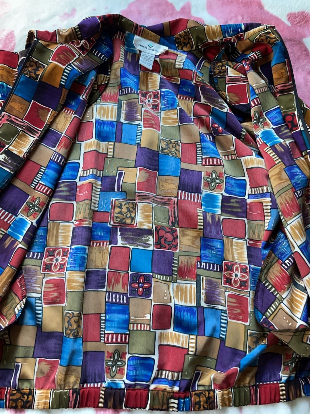 Vintage Cottagecore Geometric Print Zip-Up Jacket Medium 11