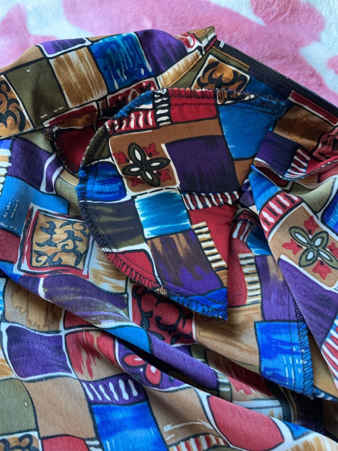 Vintage Cottagecore Geometric Print Zip-Up Jacket Medium 13
