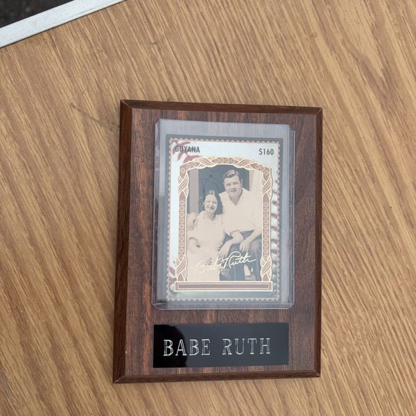 Babe Ruth Guyana $160 Commemorative Stamp Plaque