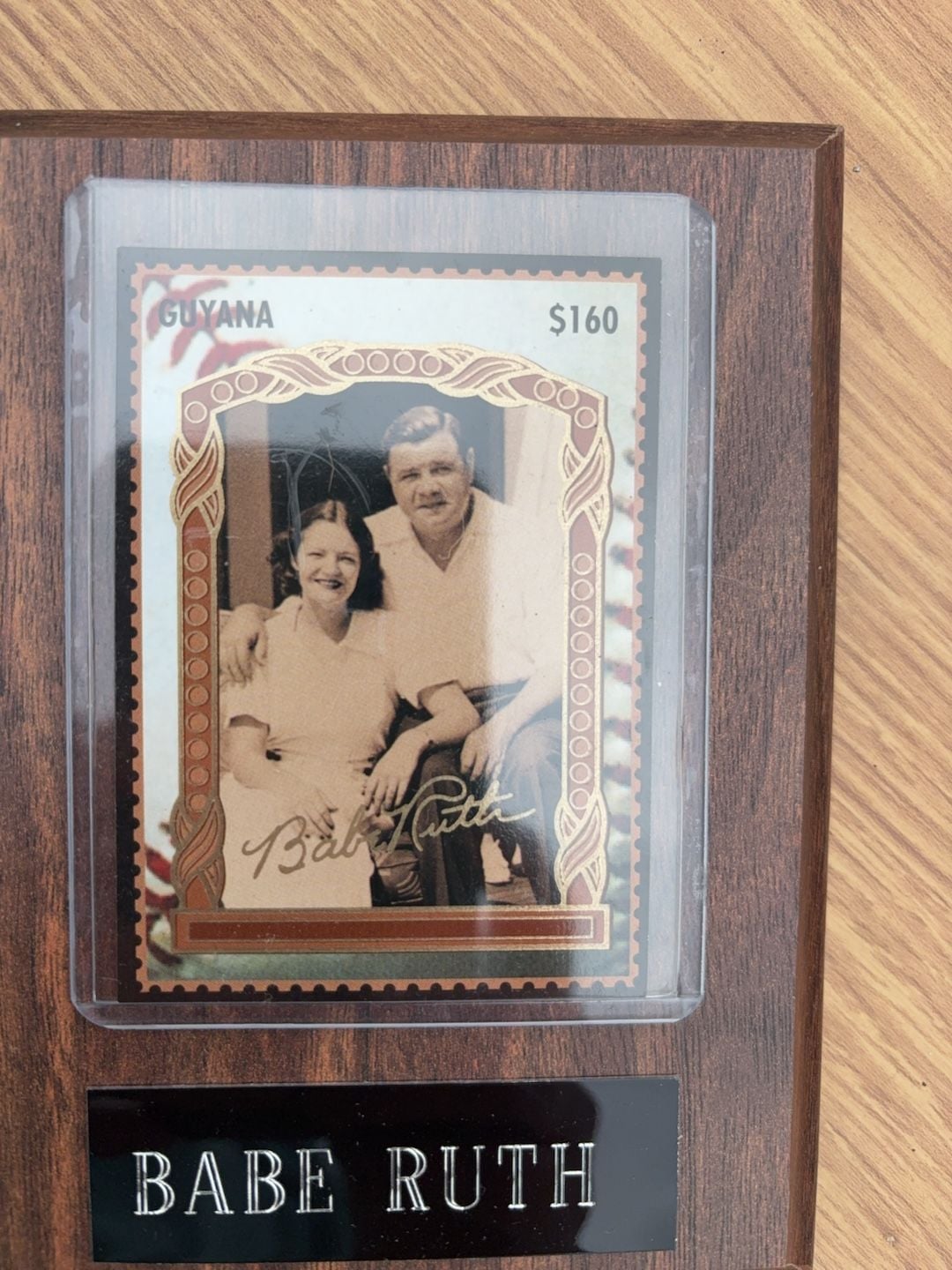 Babe Ruth Guyana $160 Commemorative Stamp Plaque 3