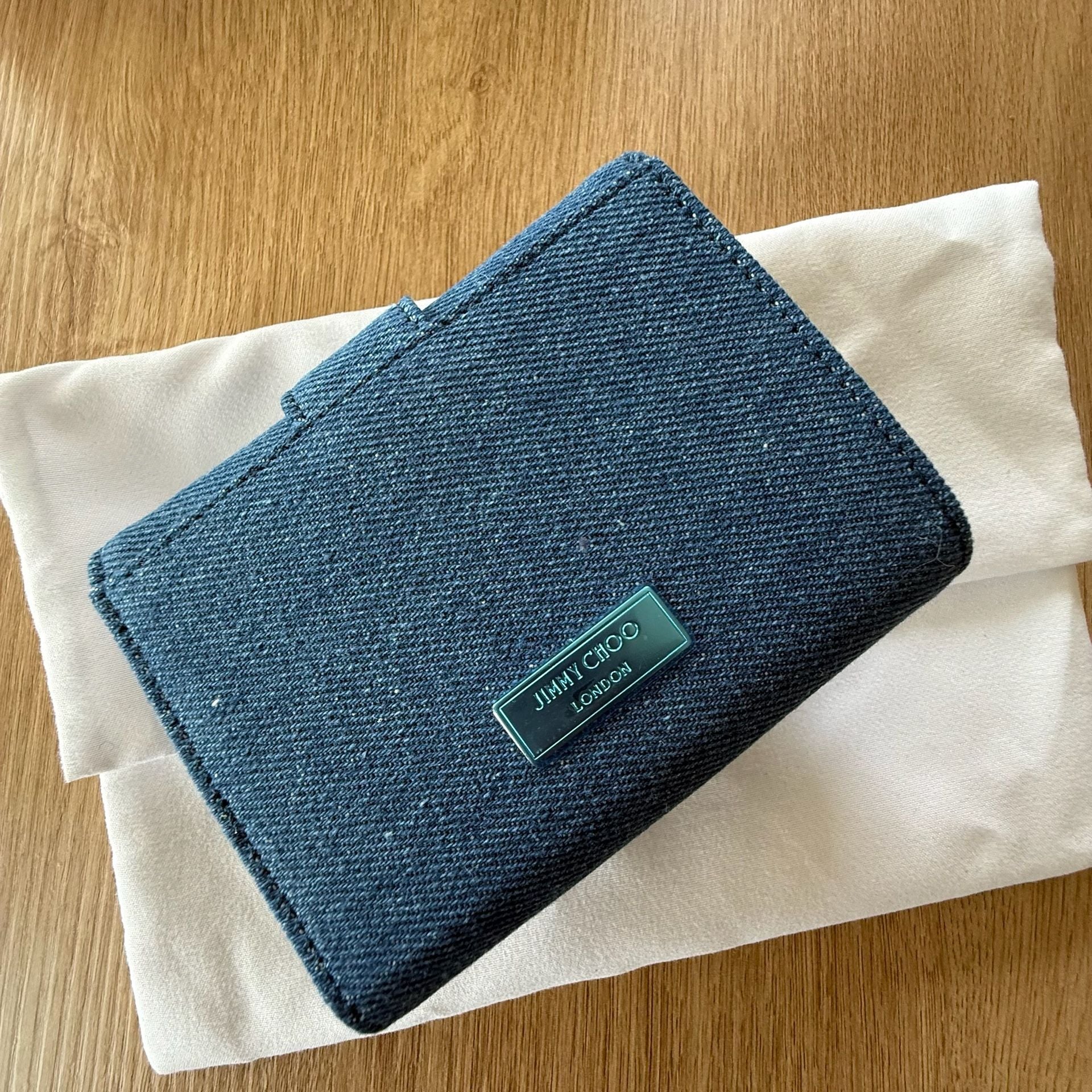 Jimmy Choo Chéri Crystal-Buckle Denim Card Case 4