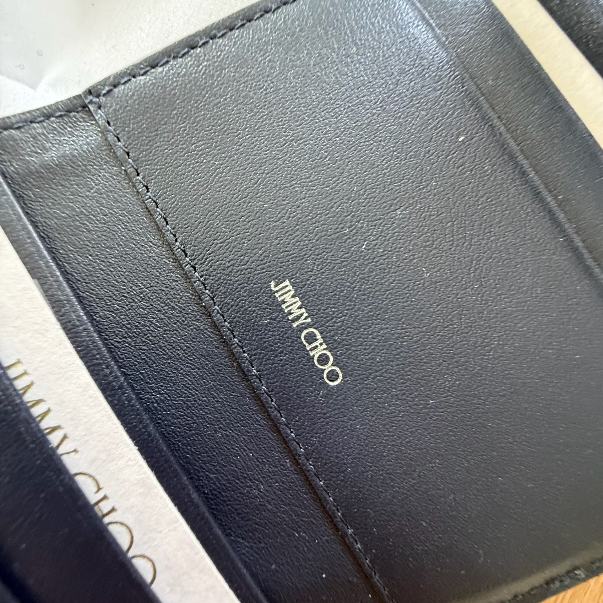 Jimmy Choo Chéri Crystal-Buckle Denim Card Case 6