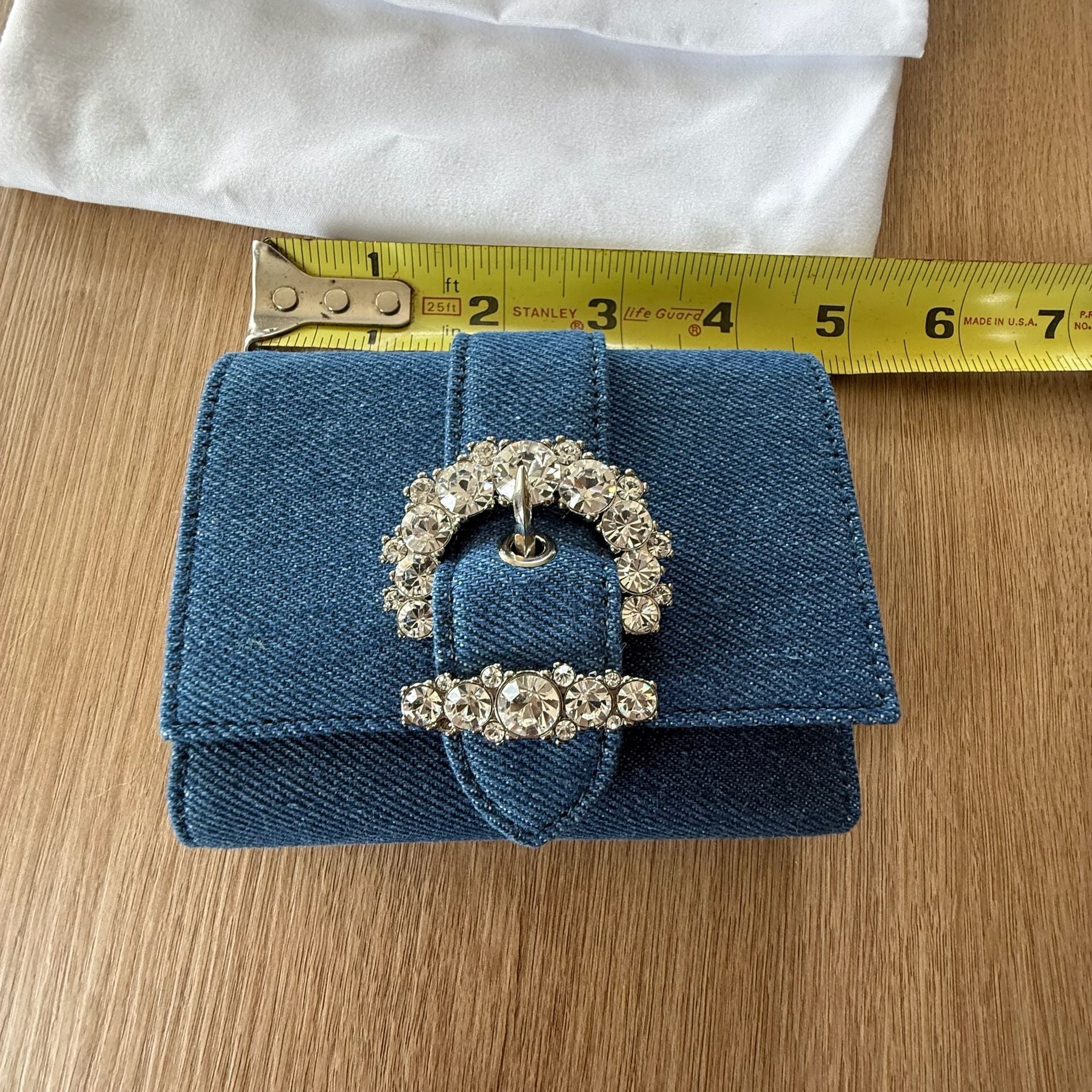 Jimmy Choo Chéri Crystal-Buckle Denim Card Case 9