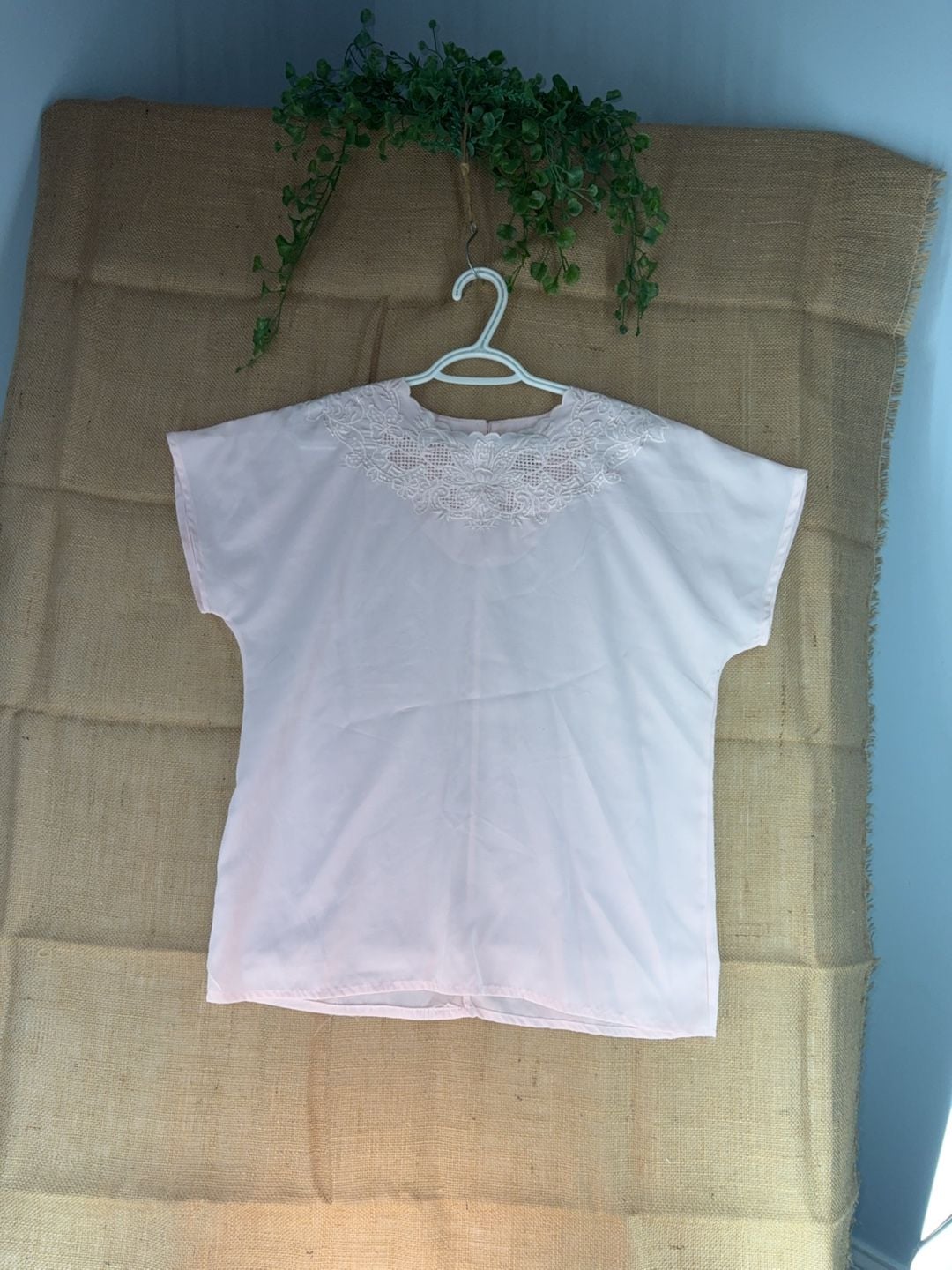 19-Yves St. Clair Vintage Pink Embroidered Short Sleeve Blouse 2