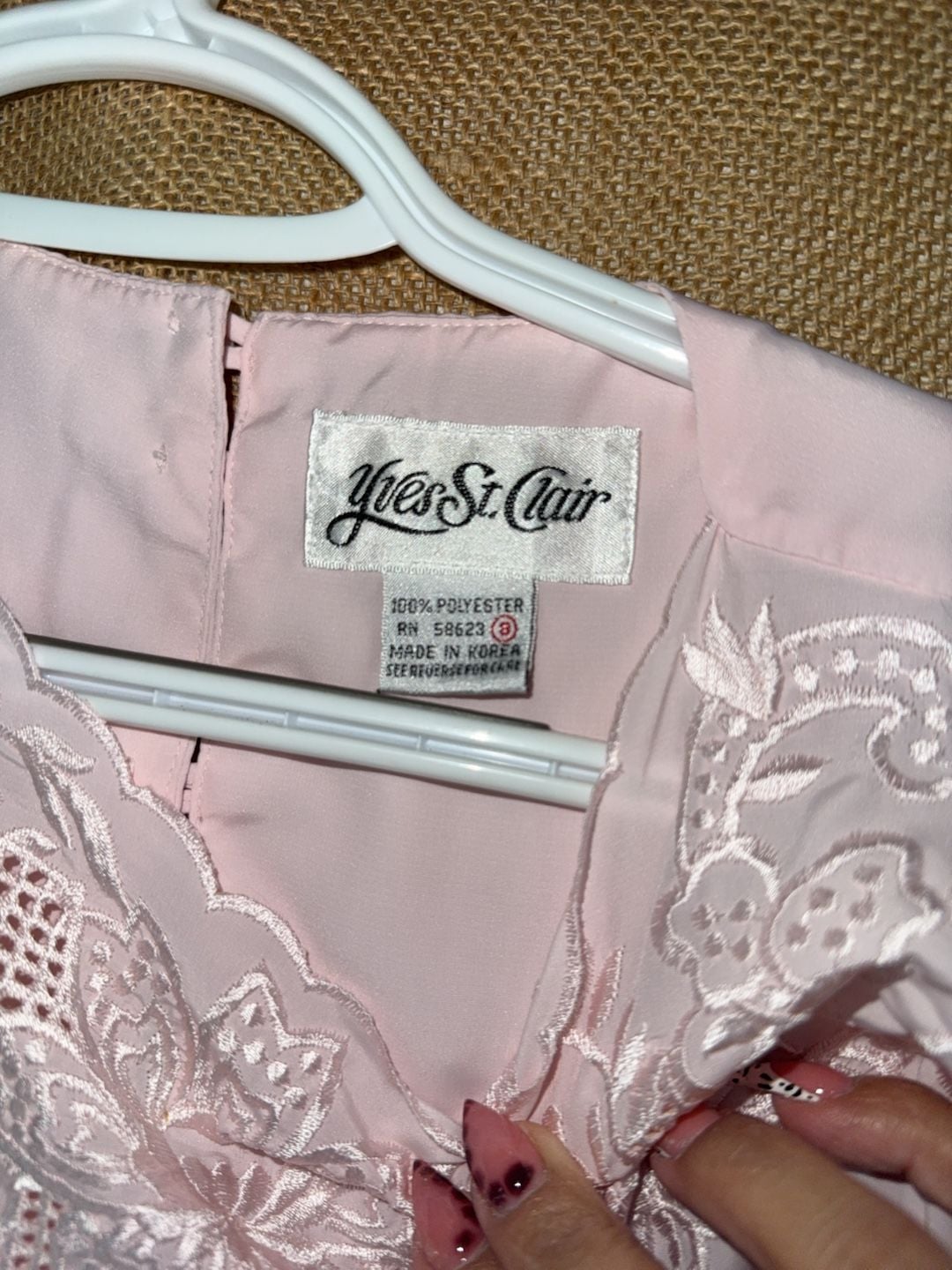 19-Yves St. Clair Vintage Pink Embroidered Short Sleeve Blouse 5