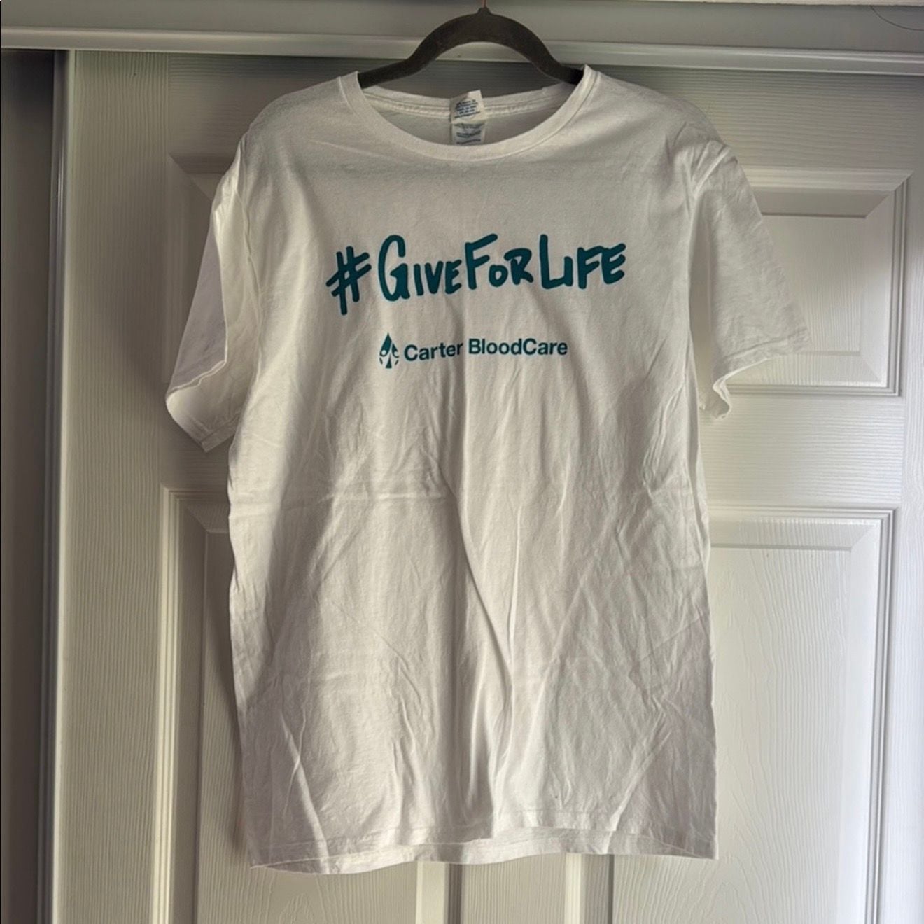 Delta Ringspun Carter BloodCare #GiveForLife Graphic T-Shirt Size Large 2