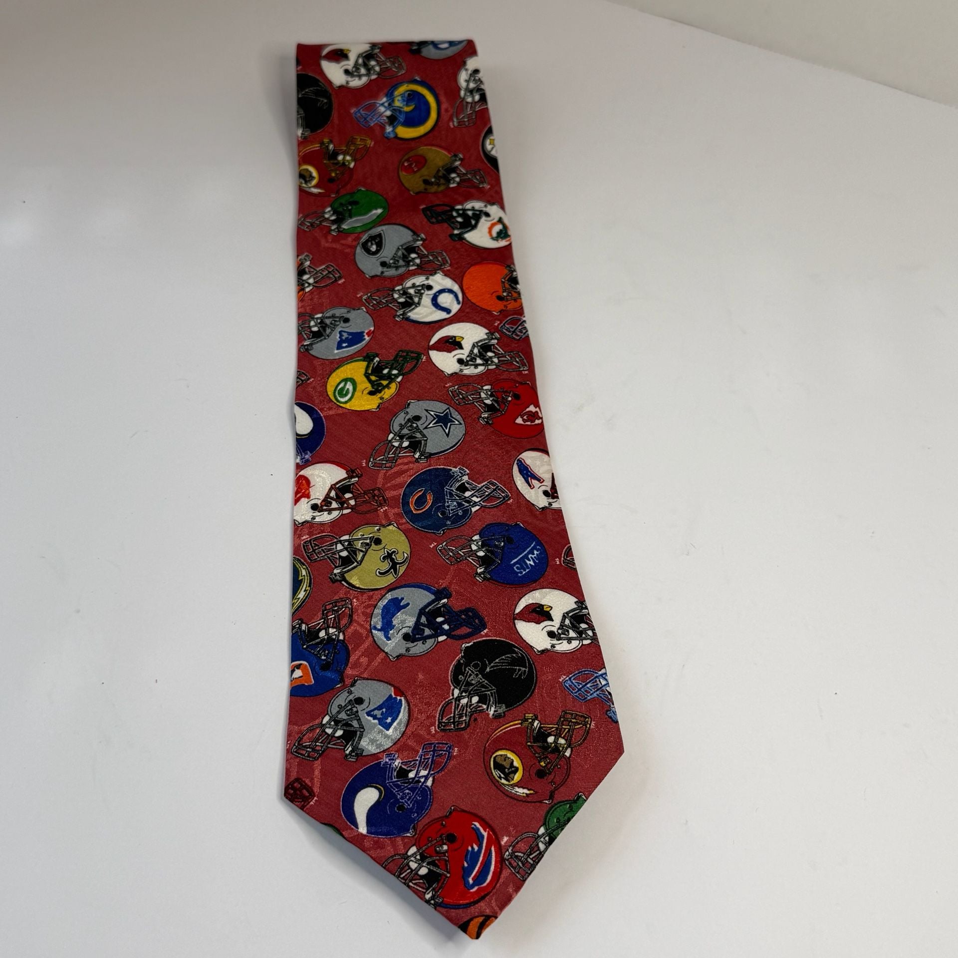 Team NFL Football Helmet Pattern Necktie Red 1