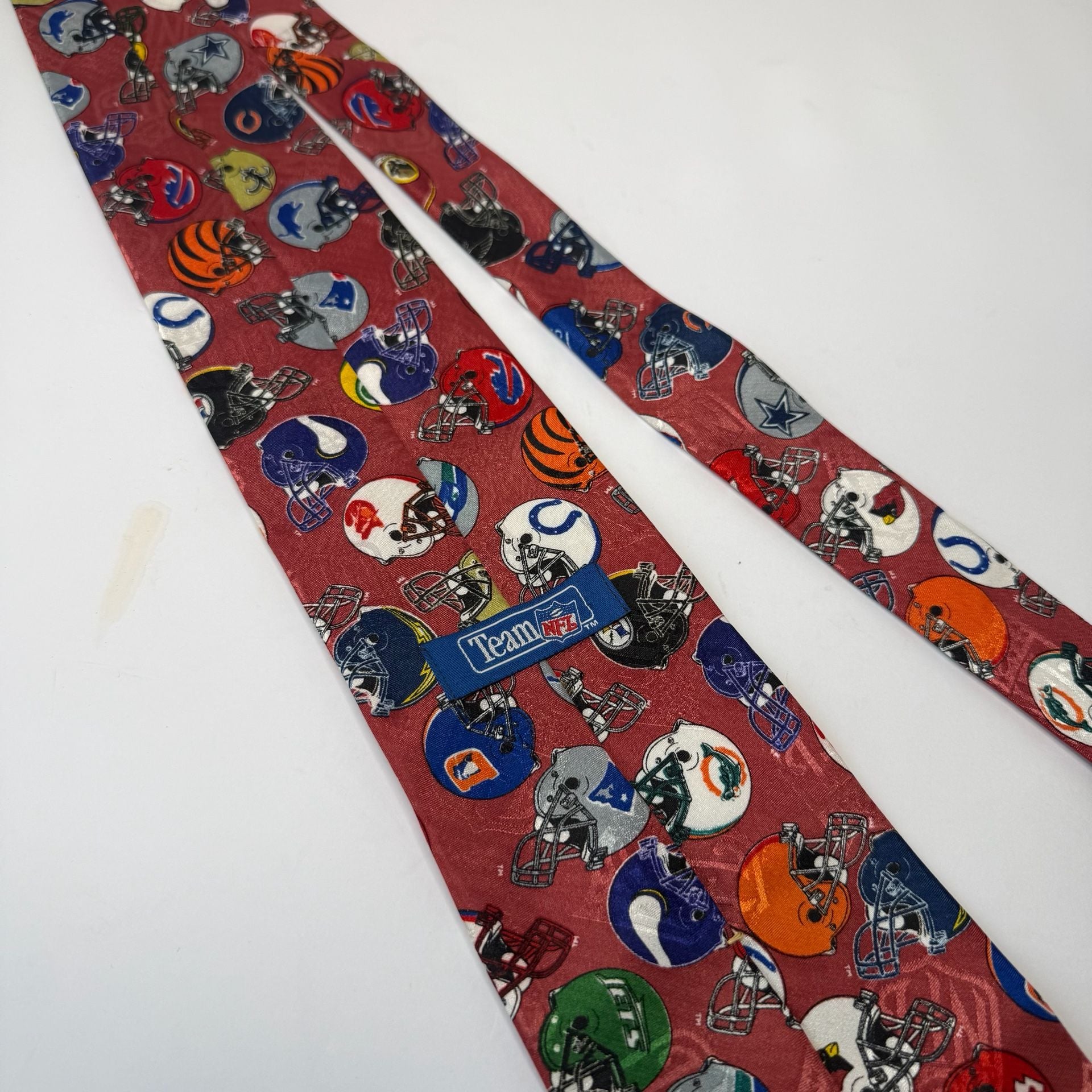 Team NFL Football Helmet Pattern Necktie Red 2