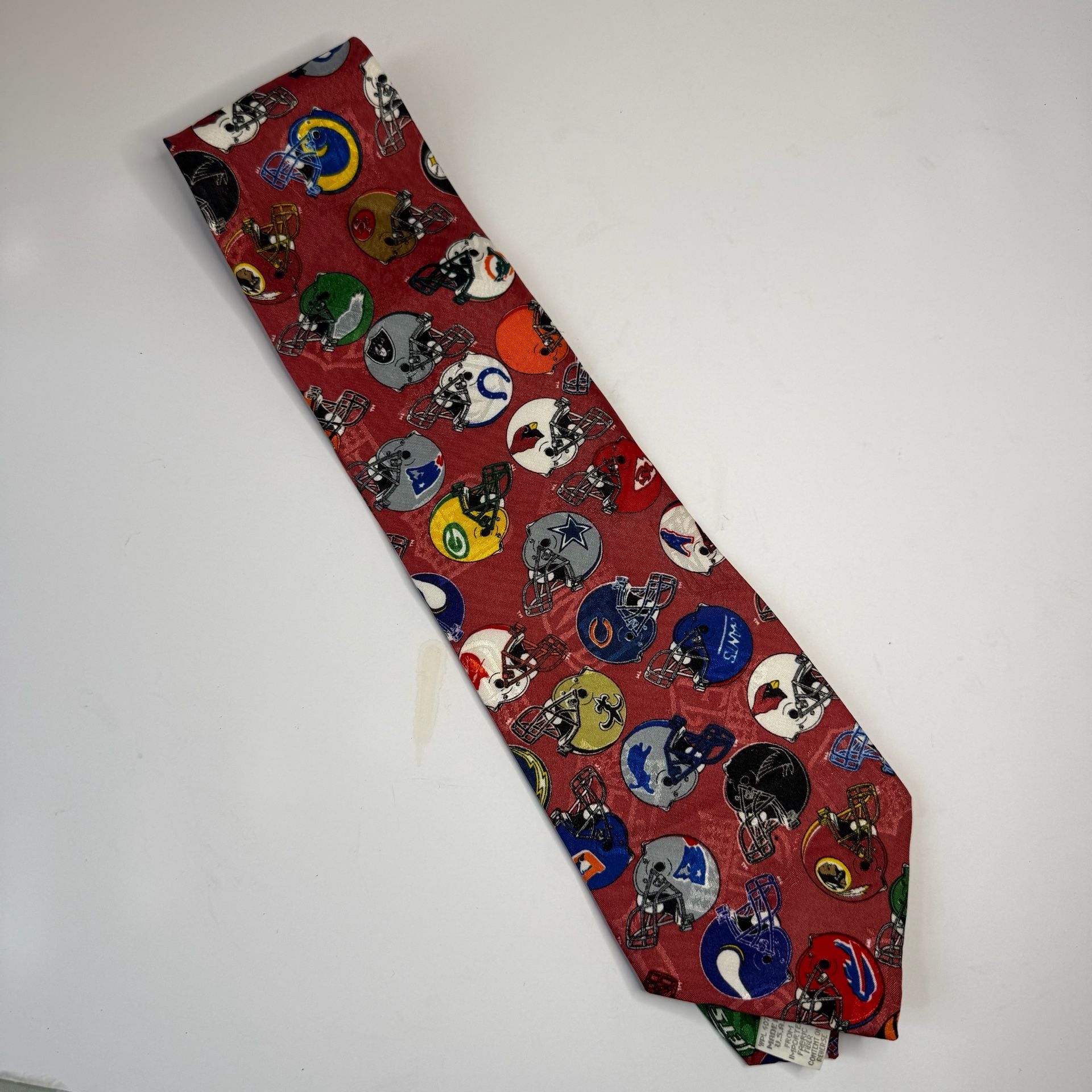 Team NFL Football Helmet Pattern Necktie Red 8