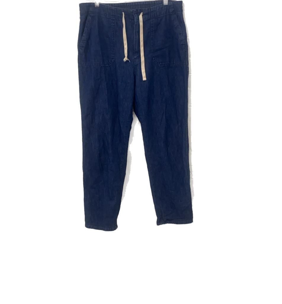 J.Crew Womens Size M Tie-Waist Denim Camp Pant Pine Wash Blue Straight Leg Jeans 2