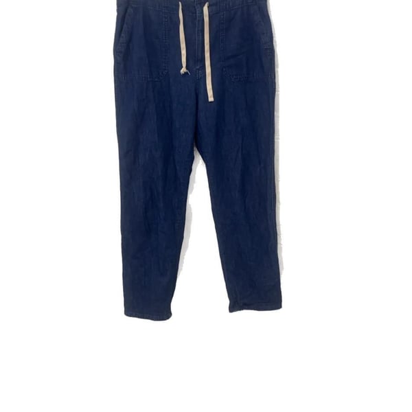 J.Crew Womens Size M Tie-Waist Denim Camp Pant Pine Wash Blue Straight Leg Jeans