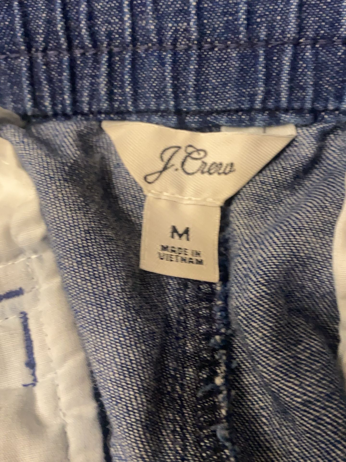 J.Crew Womens Size M Tie-Waist Denim Camp Pant Pine Wash Blue Straight Leg Jeans 6