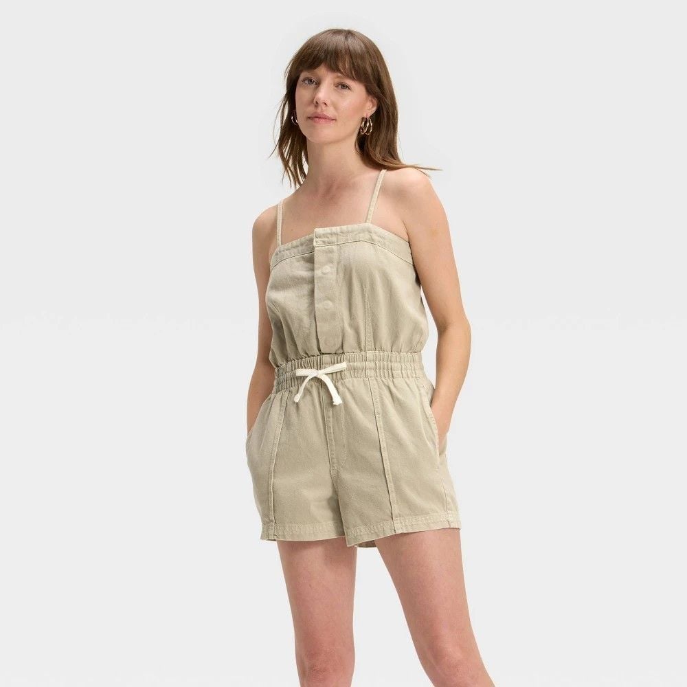 Universal Thread Women's Denim Romper Khaki Green Size XL 6